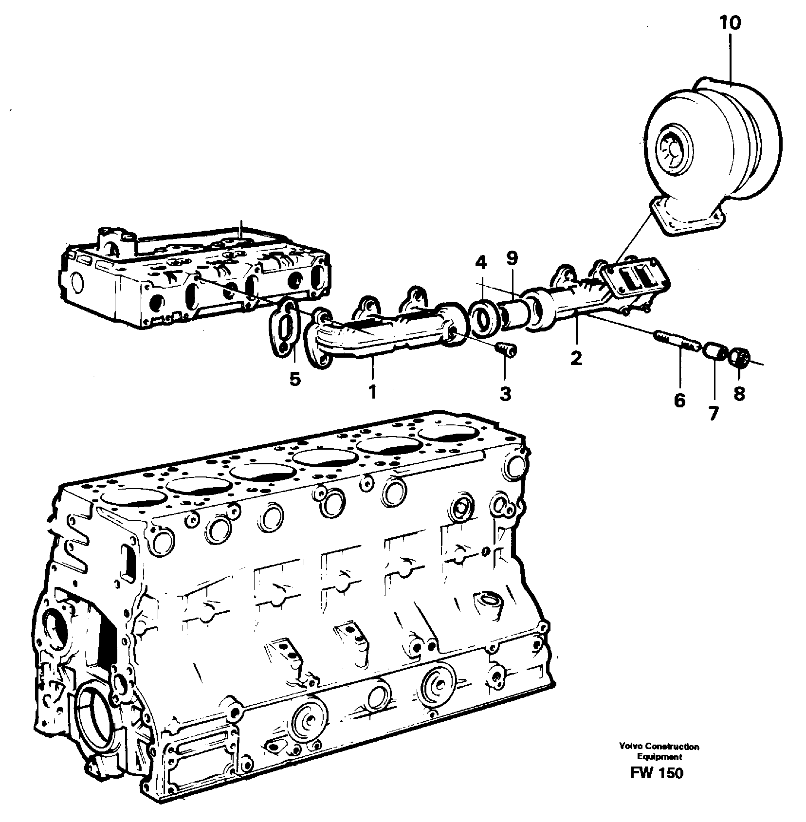 Exhaust manifold and installation components — volvo parts diagram