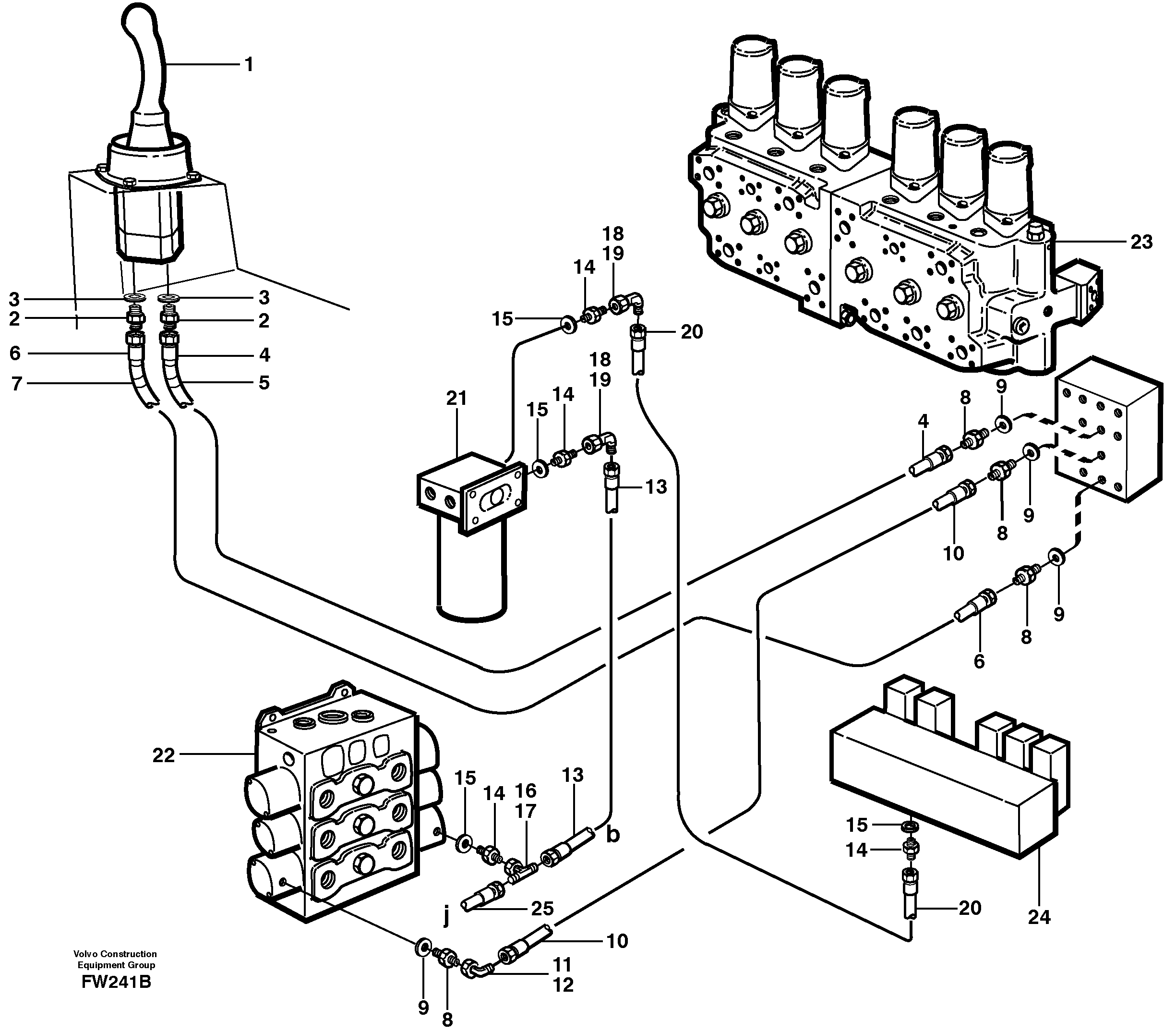 Servo hydraulics, bucket  14302258 — volvo parts diagram