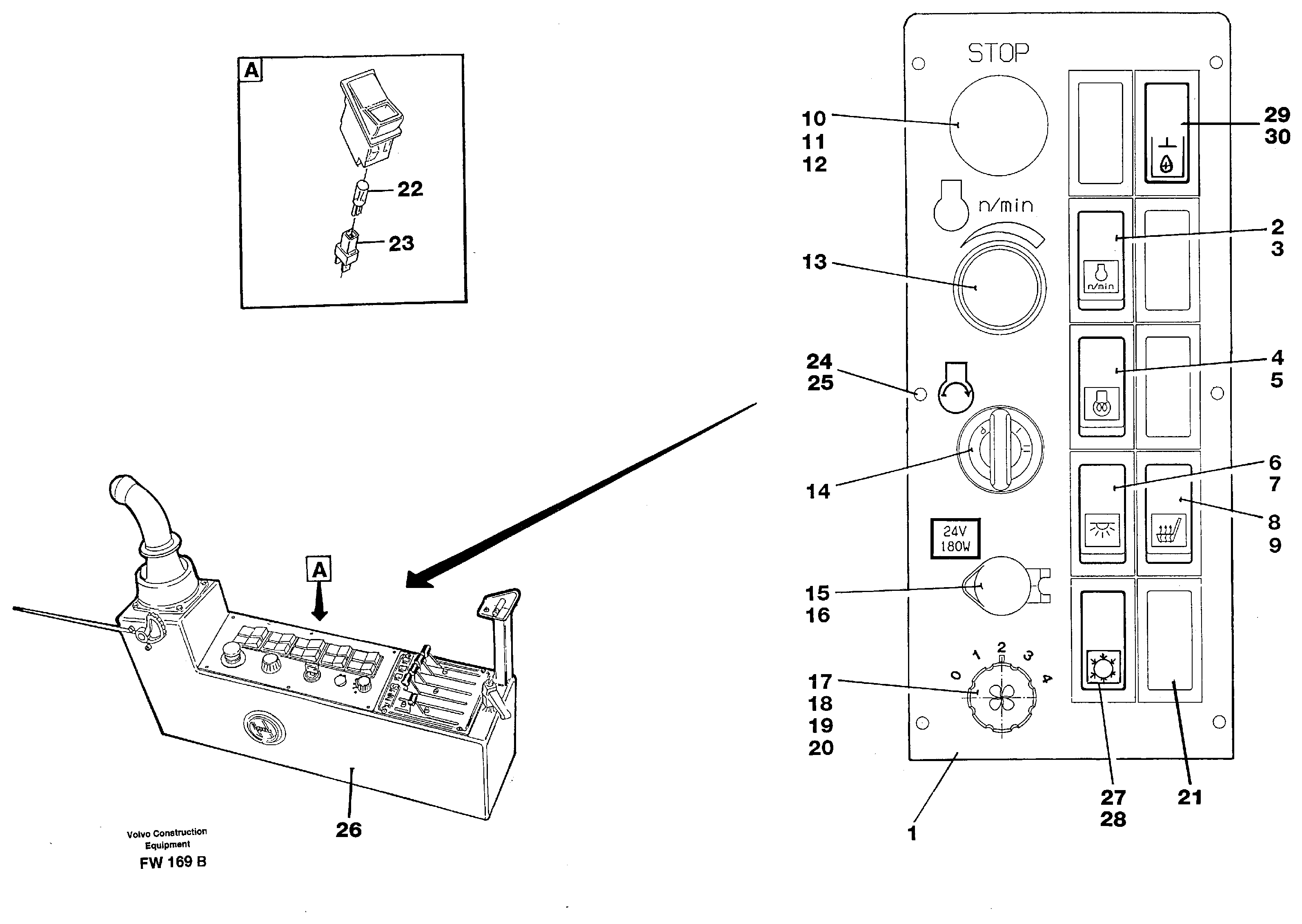 Engine control panel, Lh — volvo parts diagram