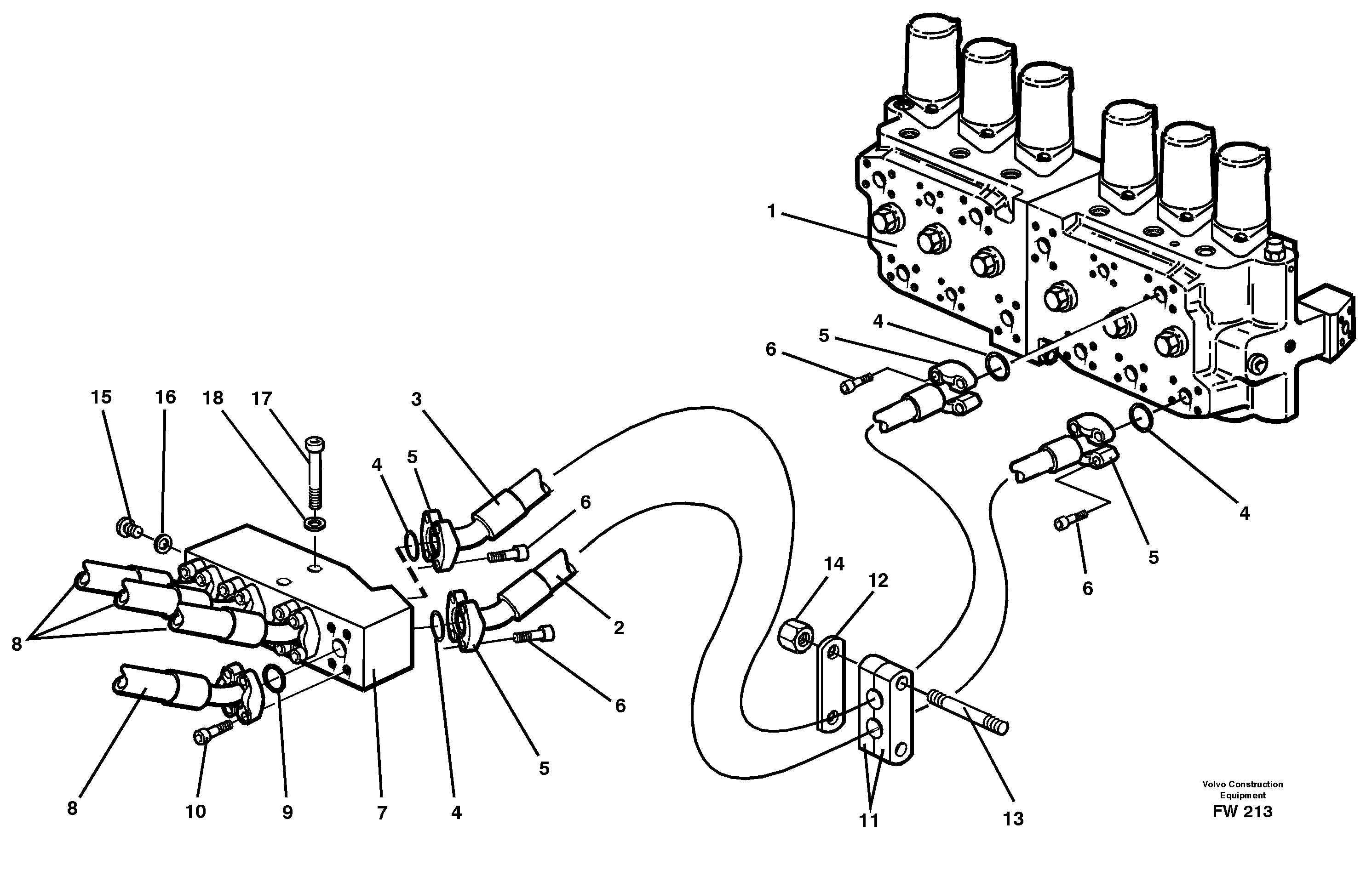 Hydraulic system, boom — volvo parts diagram