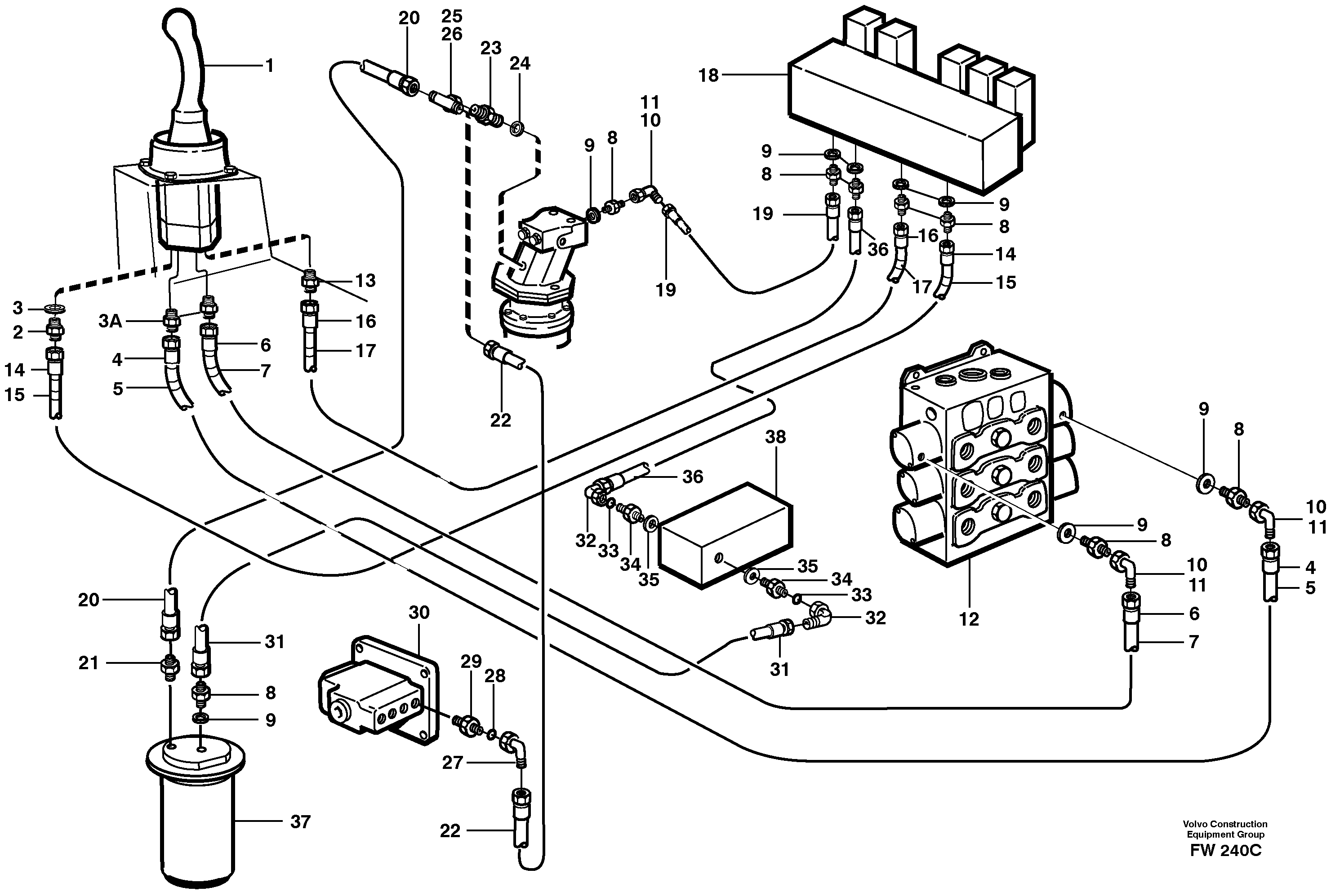 Servo hydraulics, Slewing — volvo parts diagram