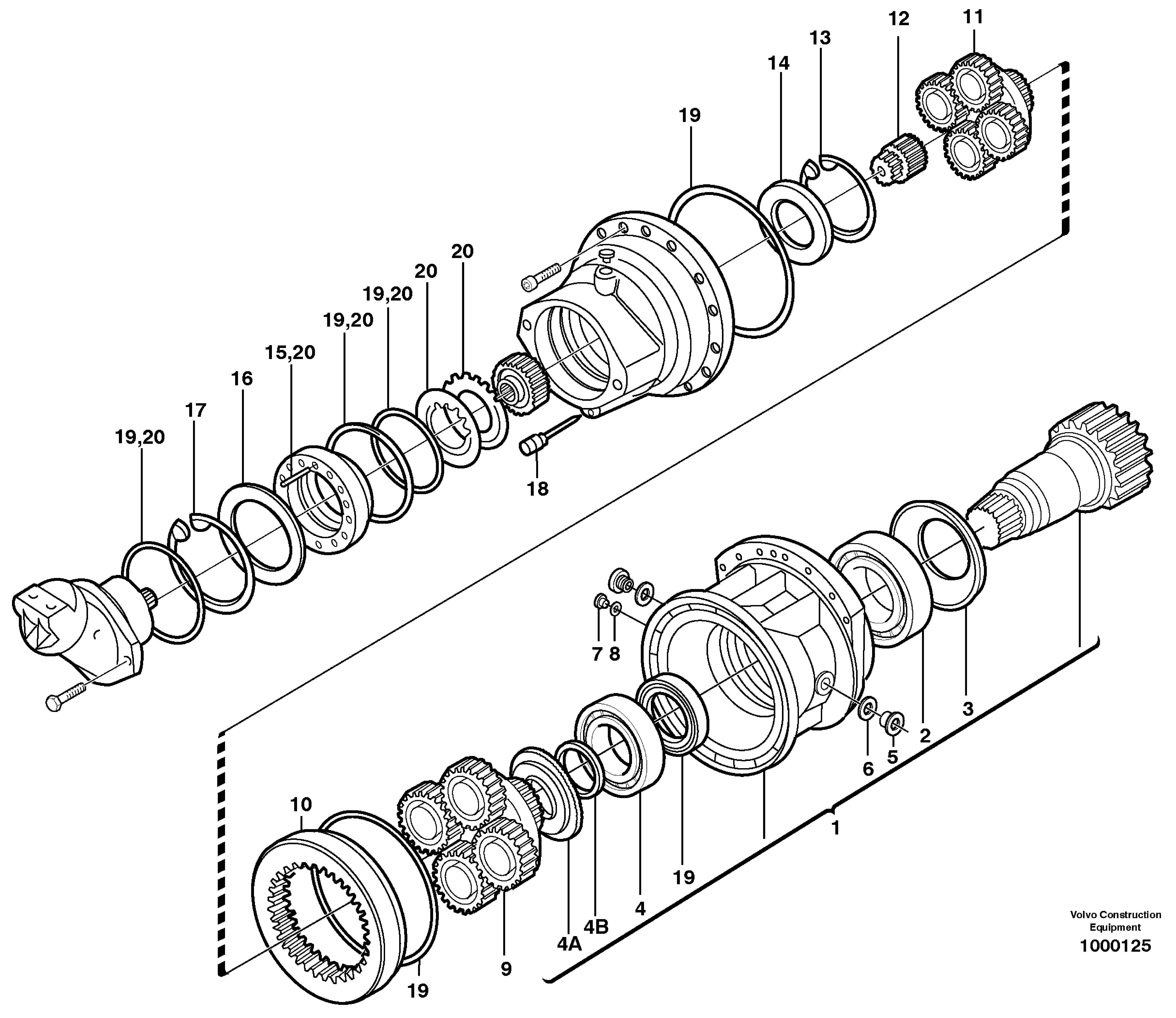 Swing gearbox — volvo parts diagram
