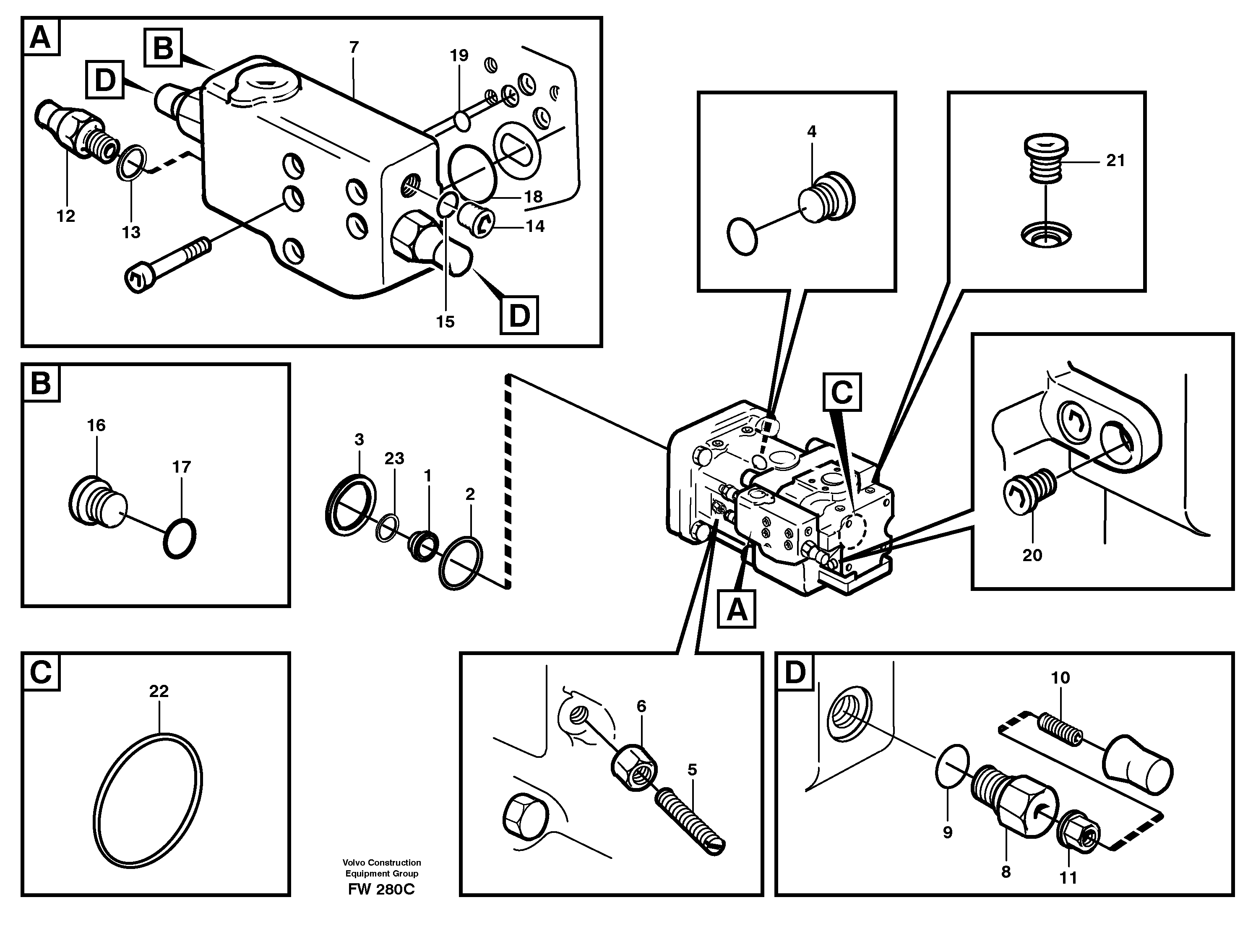 Hydraulic pump  P2, P3 — volvo parts diagram