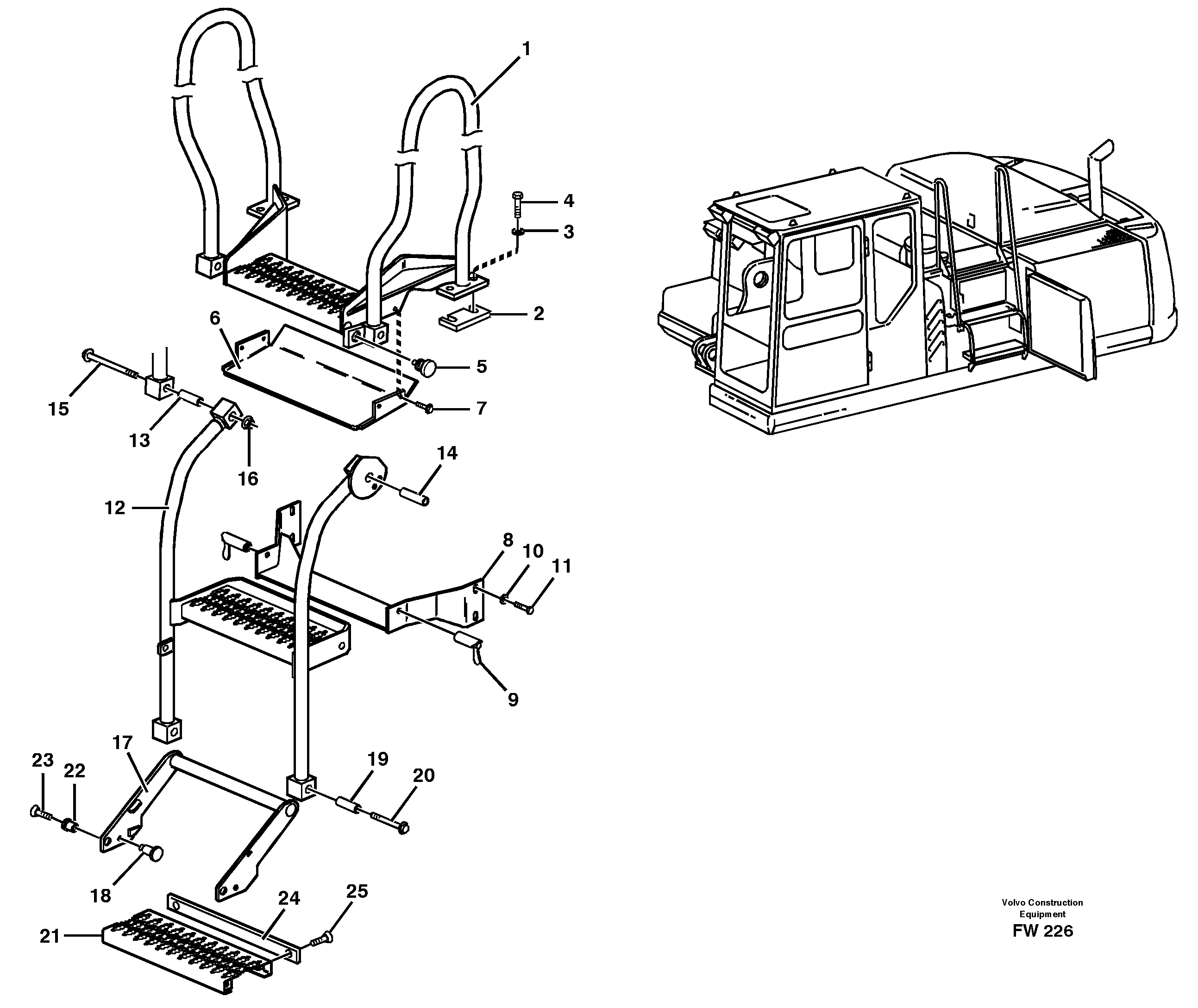 Ladder with cage — volvo parts diagram