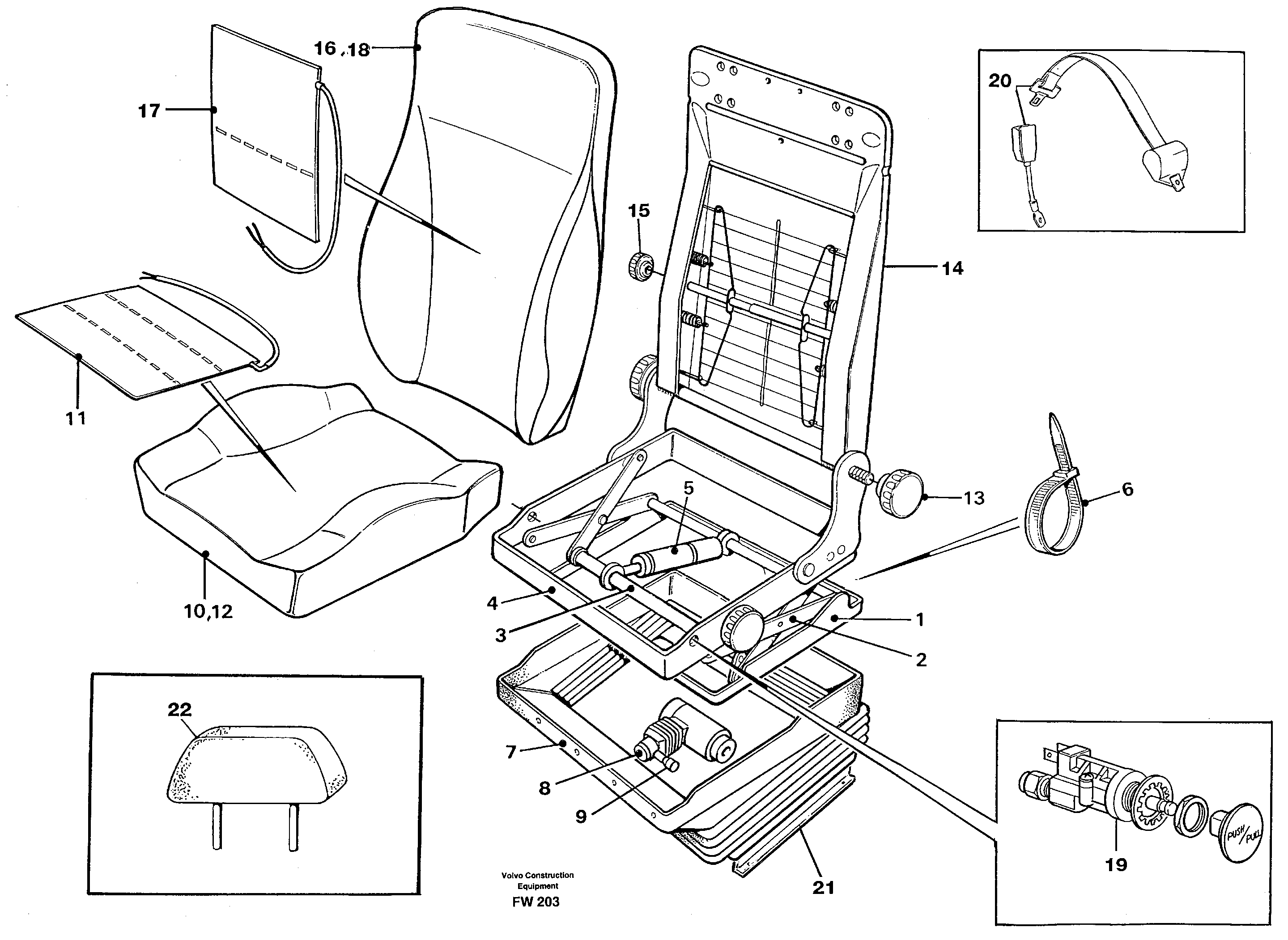 Driver's seat,air suspen.be-ge  14302114 — volvo parts diagram