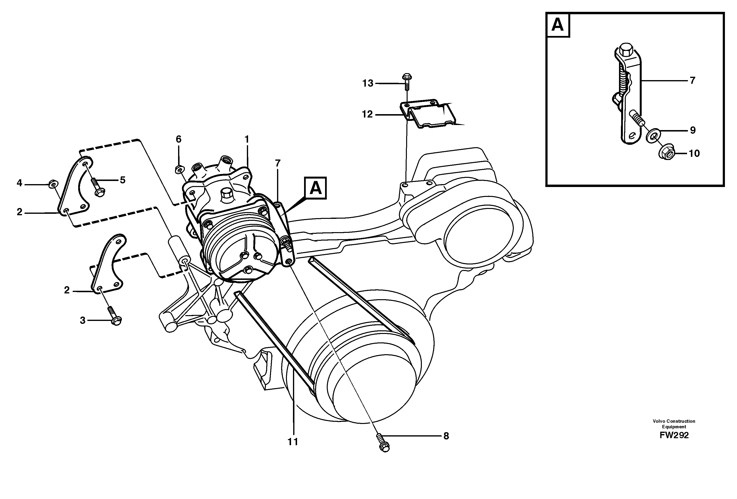 Air-compressor with fitting parts  14302281 — volvo parts diagram