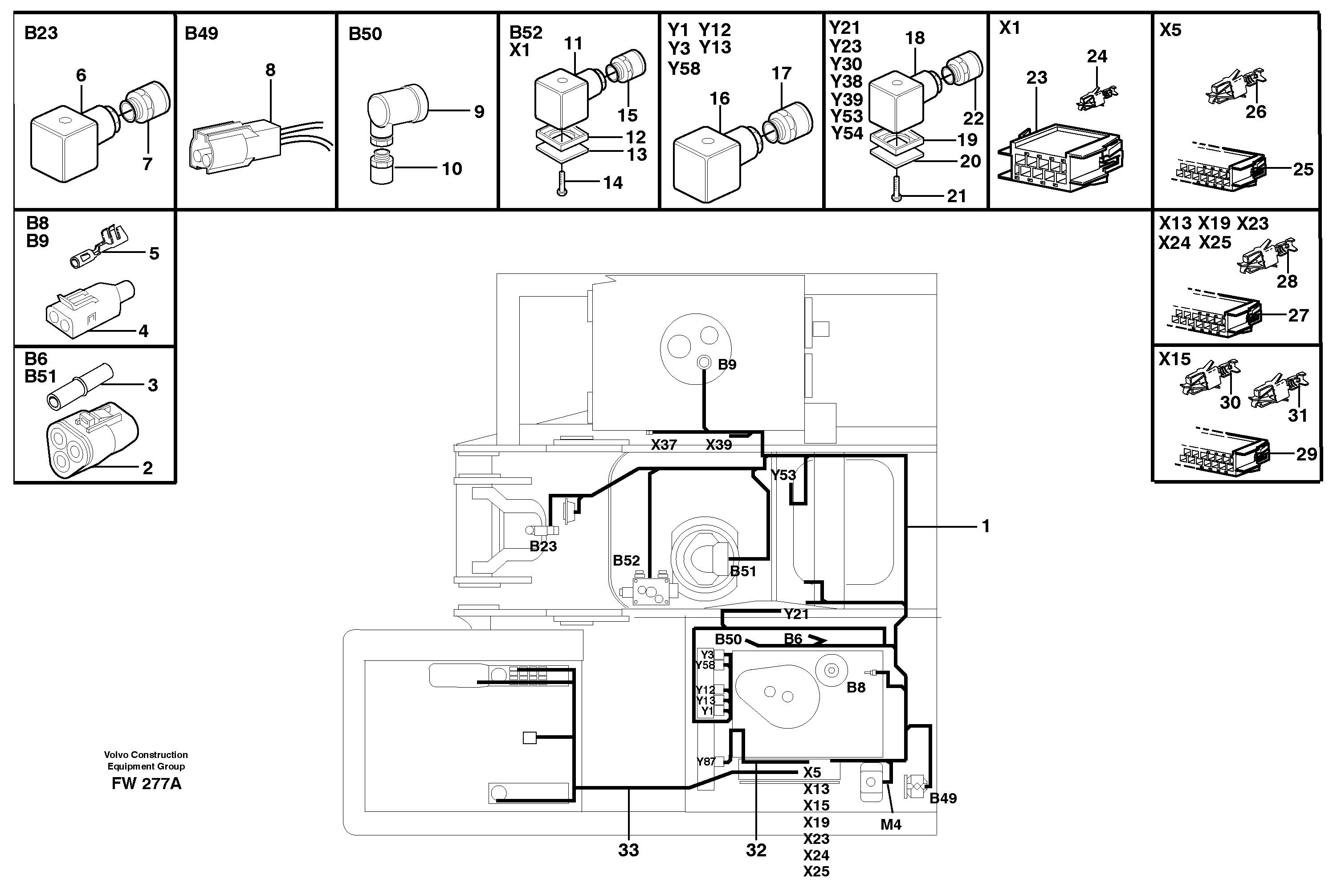 Cable harnesses, Hydraulic system — volvo parts diagram