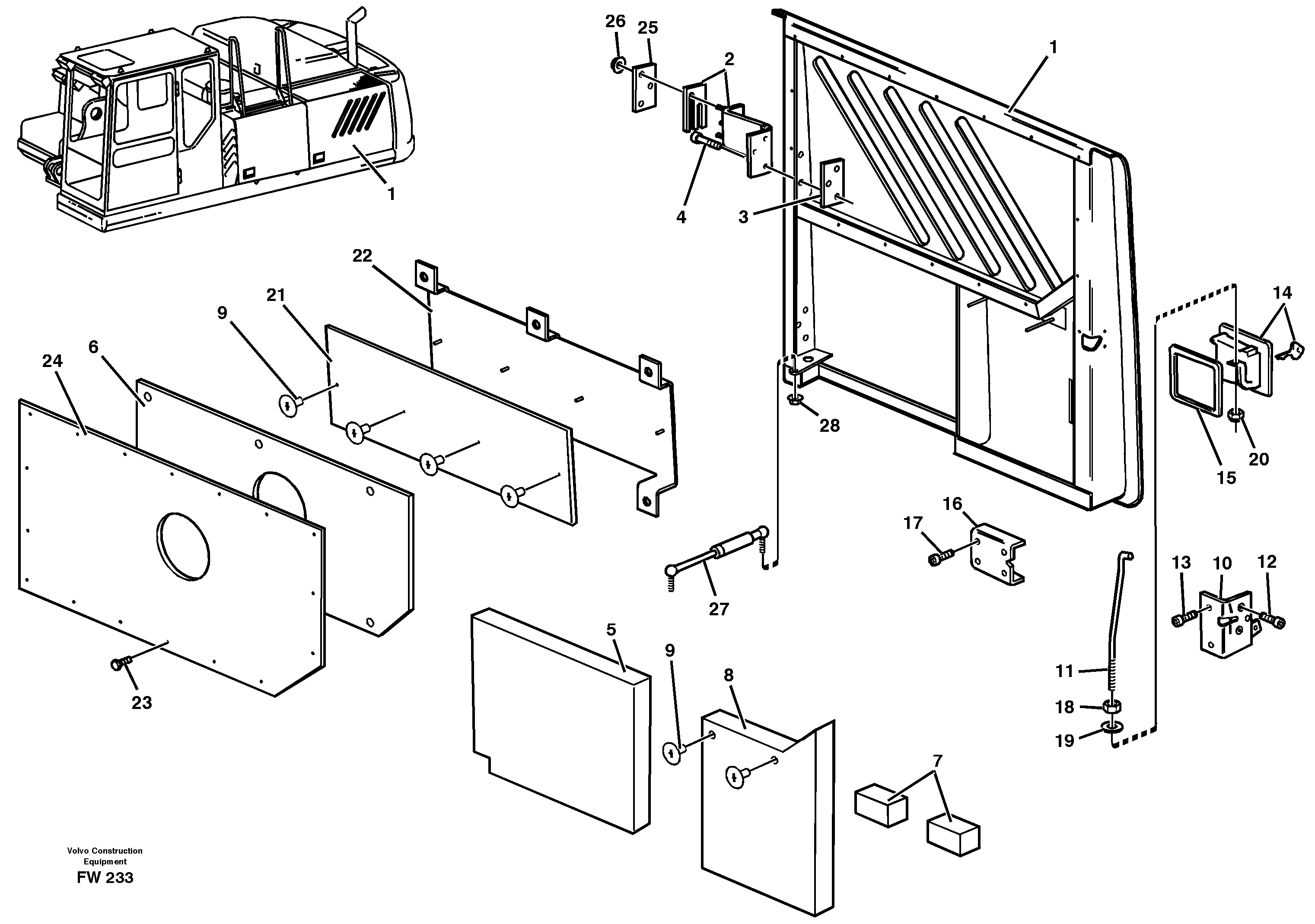 Door, engine, left — volvo parts diagram
