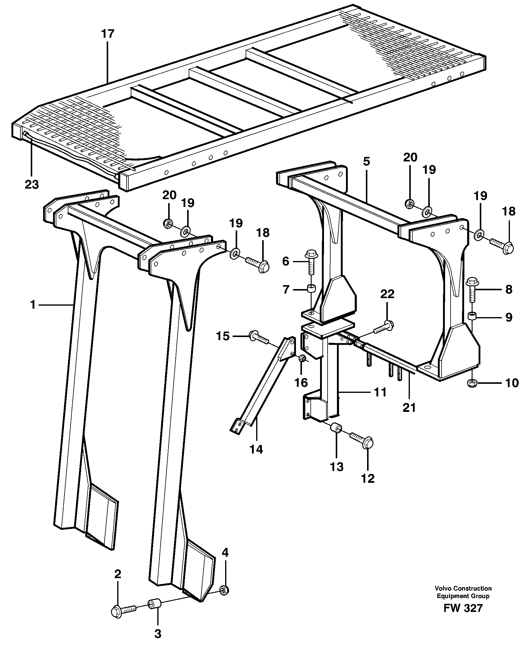 Protection over drivers cab, elevation kit 605 mm  14302714 — volvo parts diagram