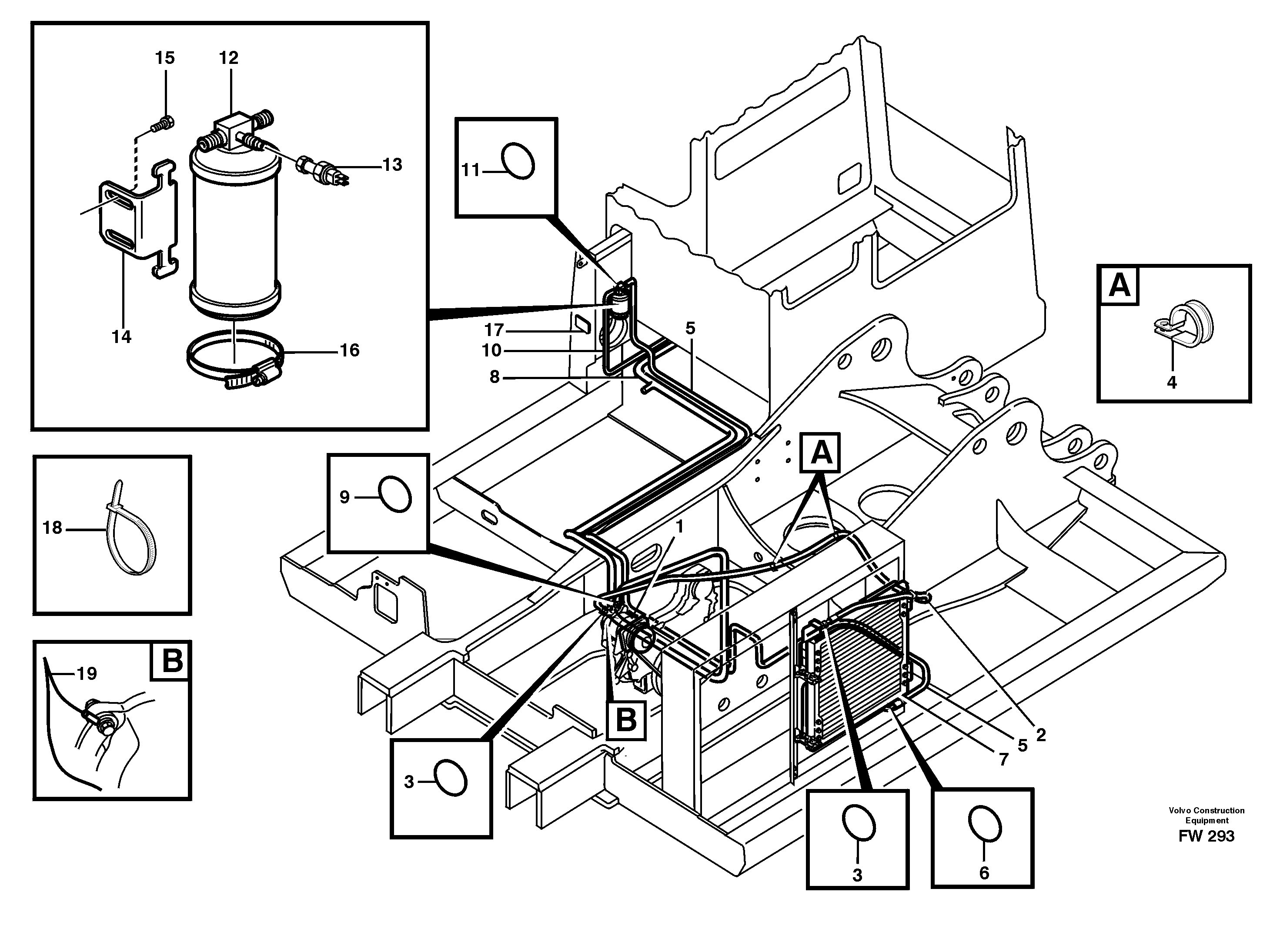 Refrigerating unit (ac), engine compartment  14302281 — volvo parts diagram