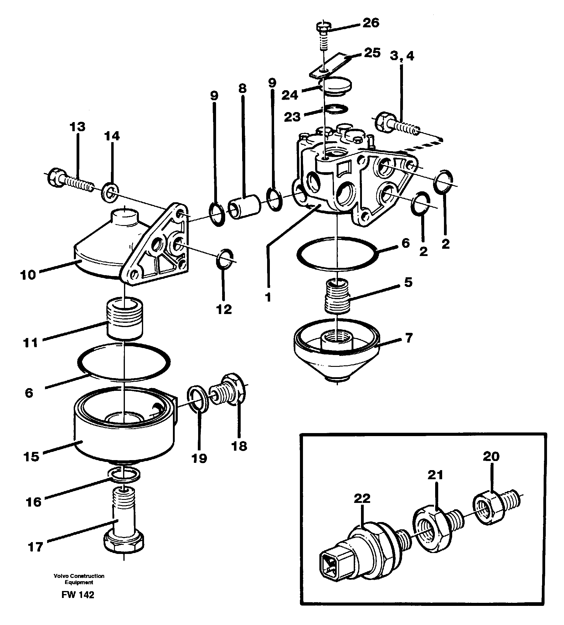 Filter housing with fitting parts — volvo parts diagram