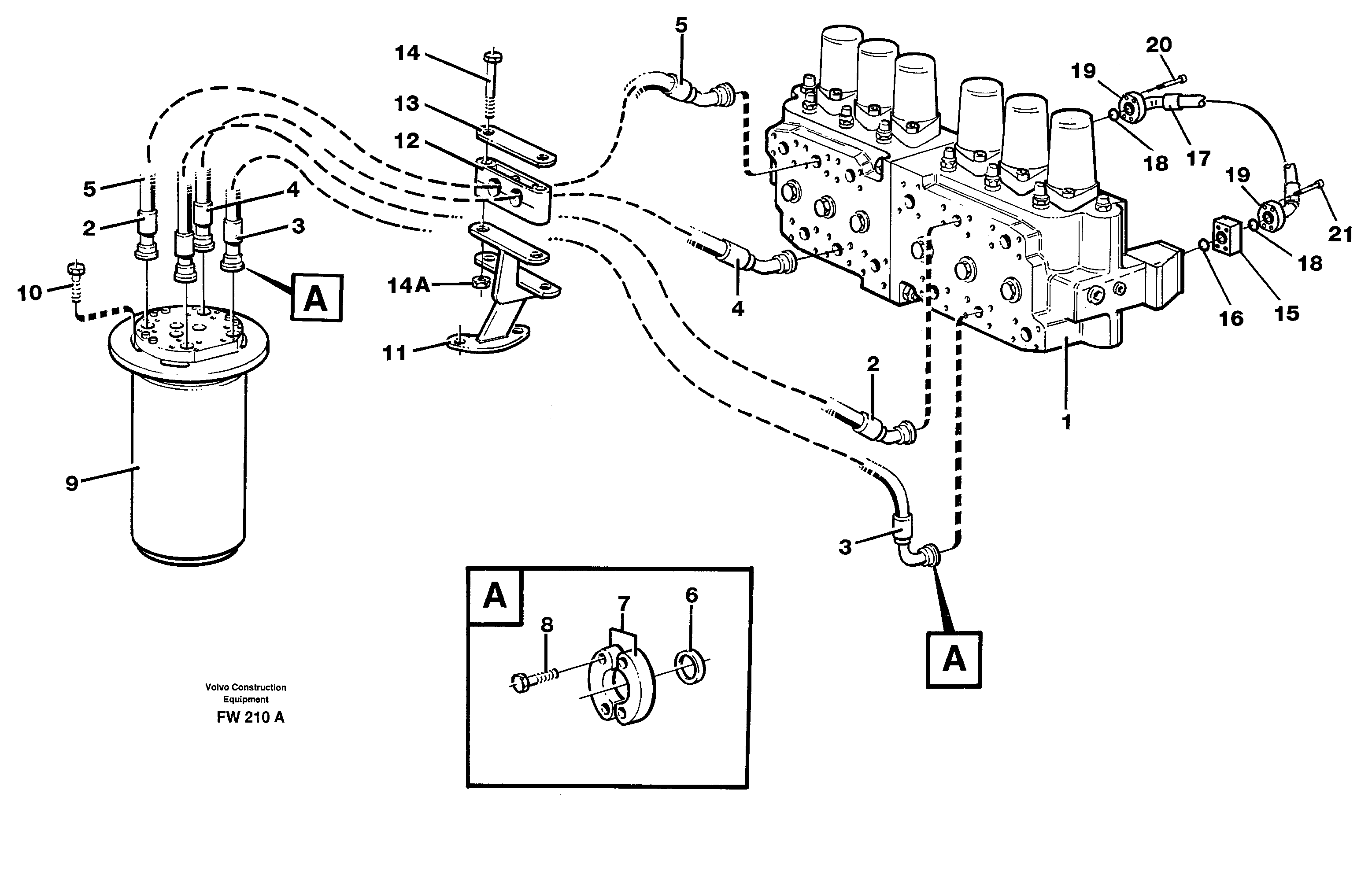 Hydraulic system, transport in uppercarrige — volvo parts diagram