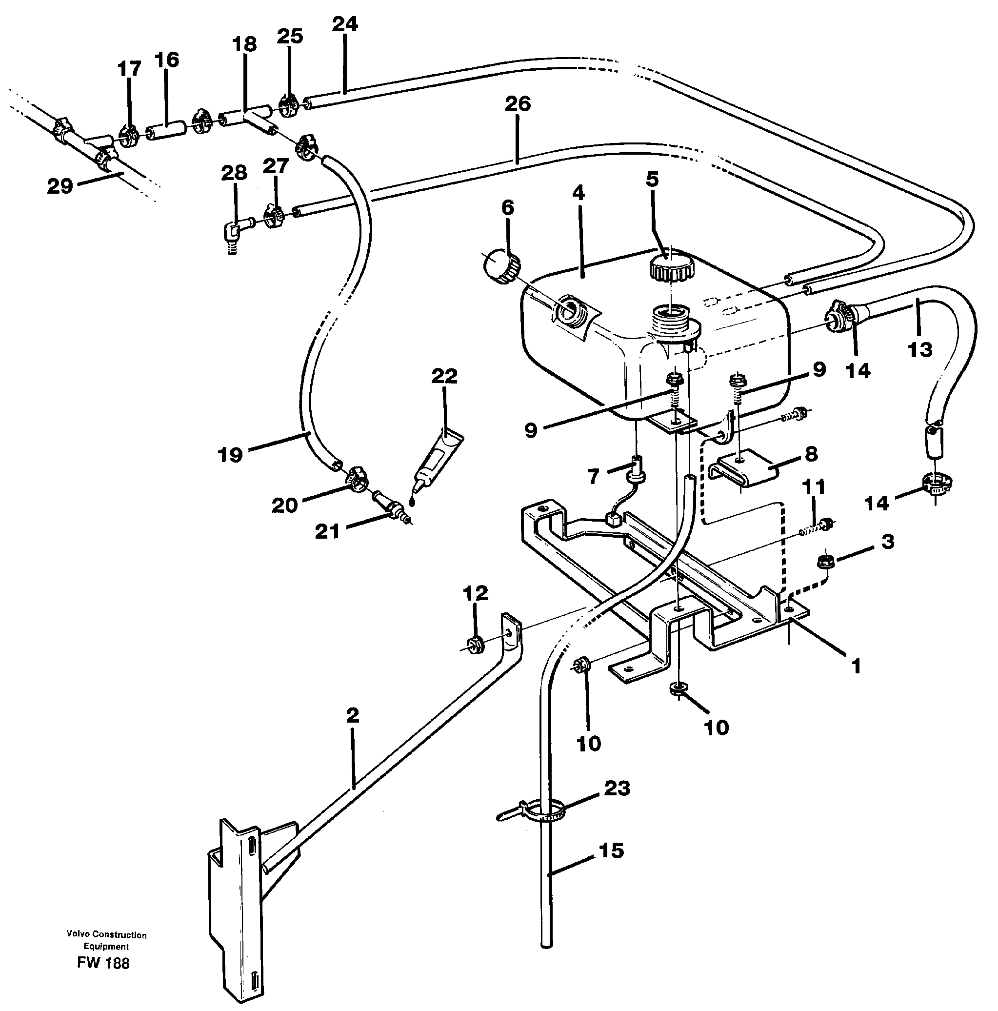 Expansion tank with fitting parts — volvo parts diagram
