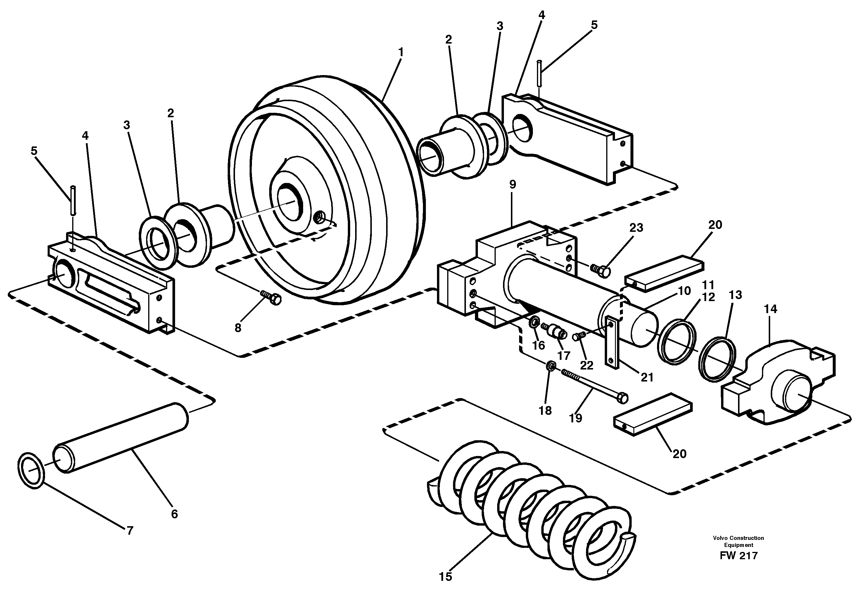 Front idler, spring package — volvo parts diagram