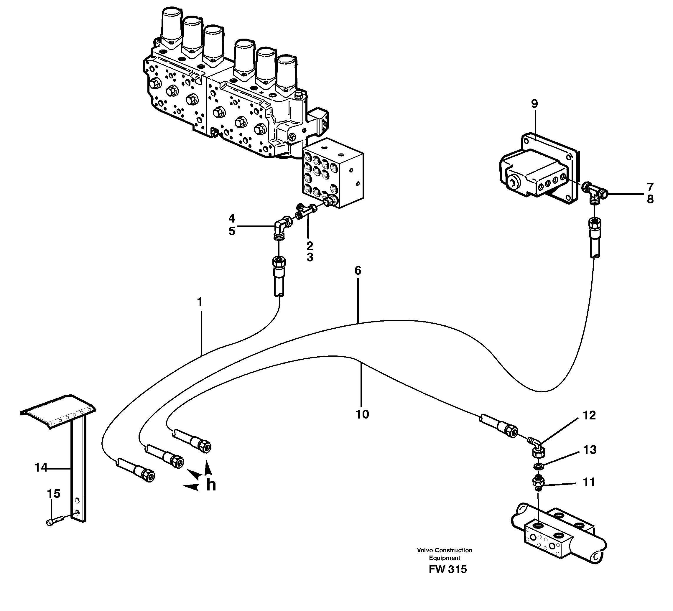 Servo hydraulics, Hose break valve  14302132, 14302133, 14303034, 14303035 — volvo parts diagram
