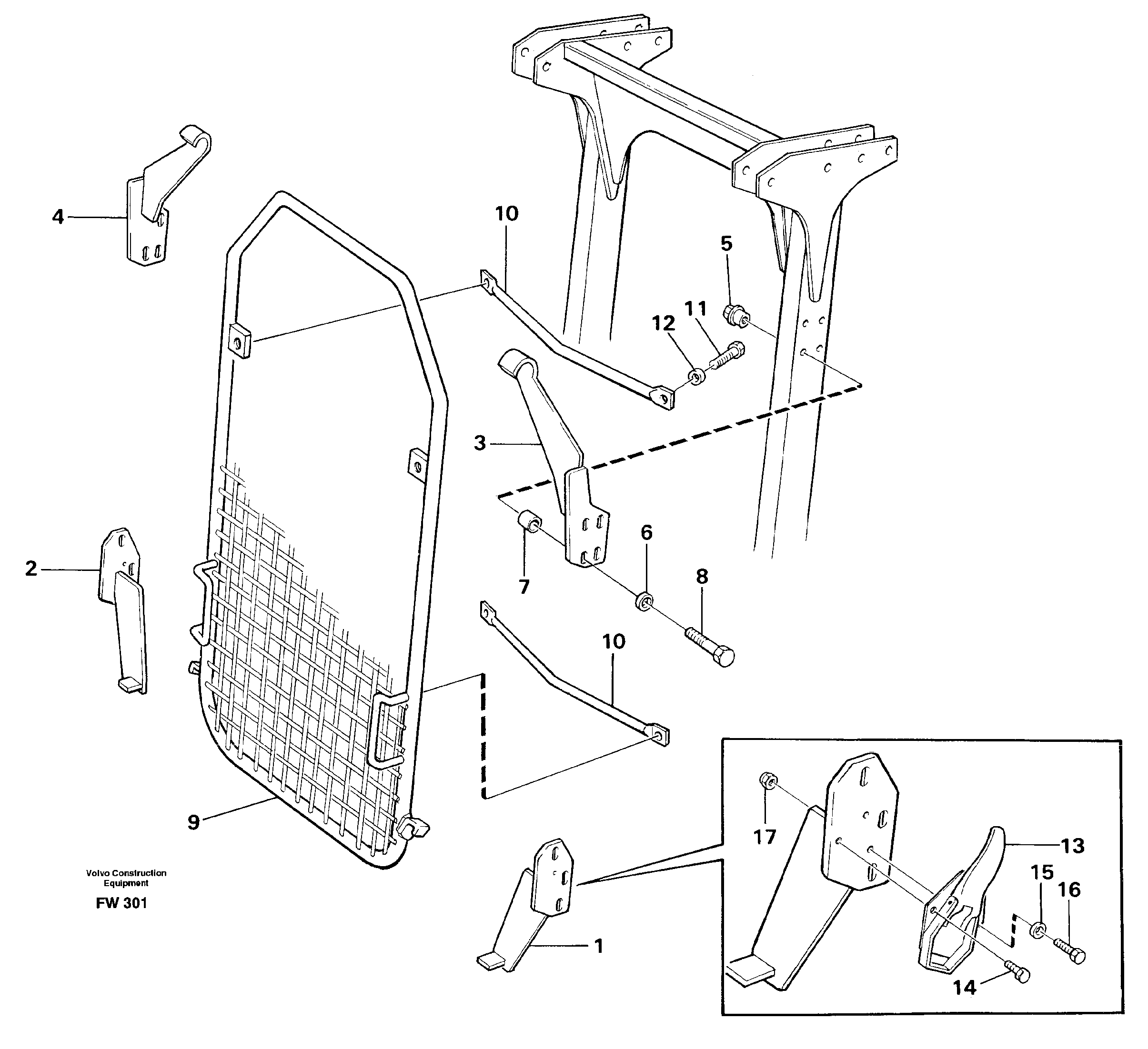 Windscreen protection on protection over cab  14262776. 14260384 — volvo parts diagram
