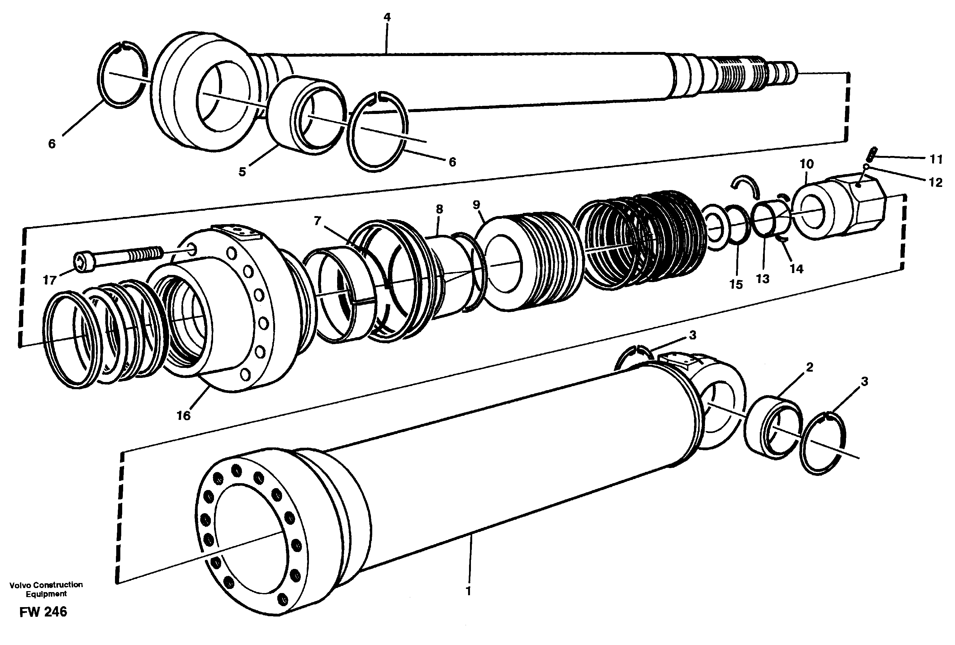 Dipper arm cylinder  14302151: 6,4M. 14203152: 5,8M — volvo parts diagram