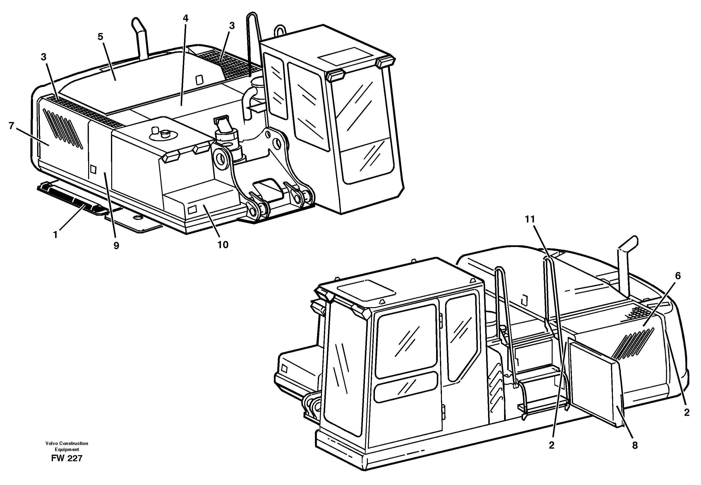 Support, cover plates, grille, hatches, doors and ladder. — volvo parts diagram