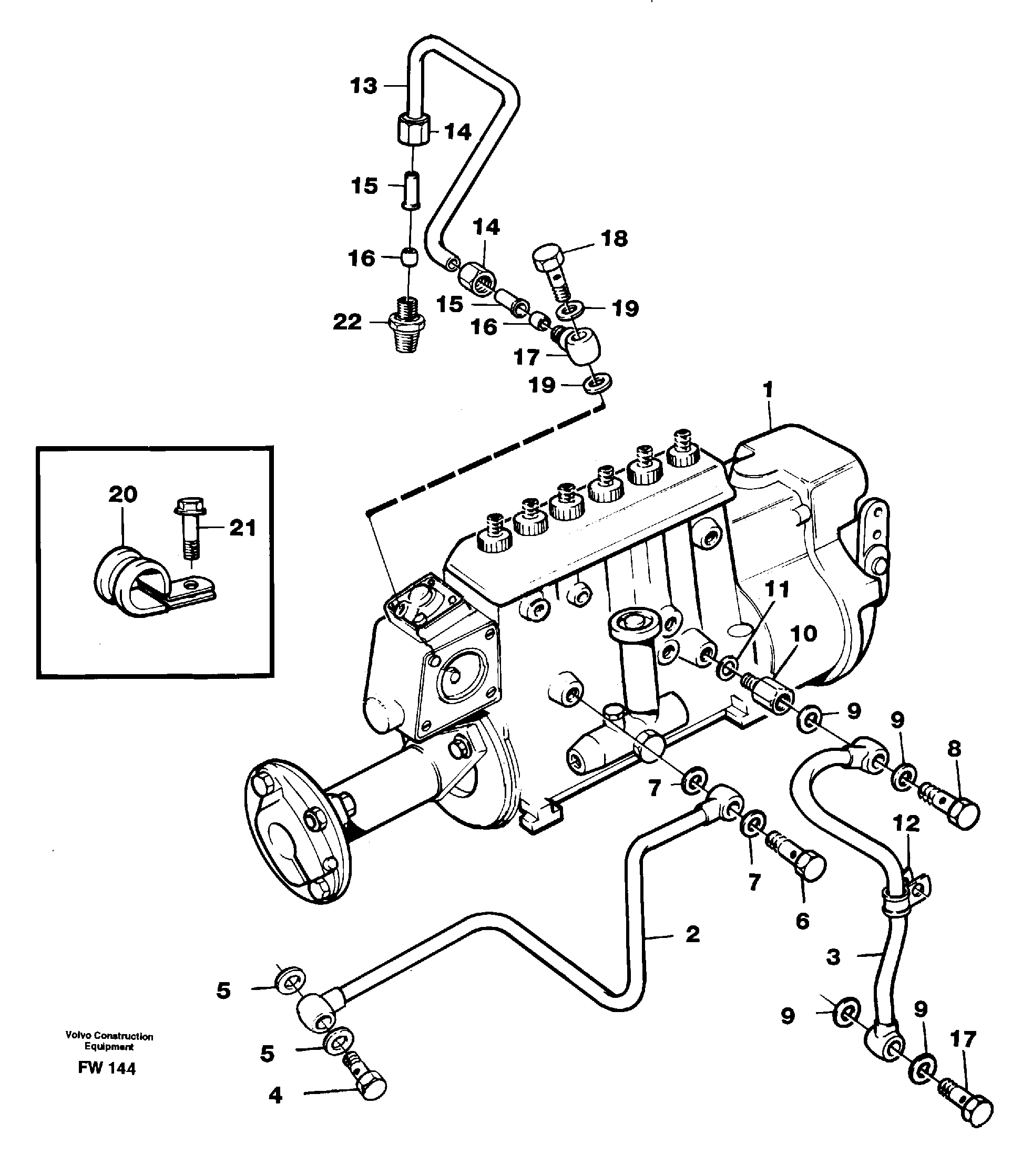 Lubricating pipe, fuel injection pump. — volvo parts diagram