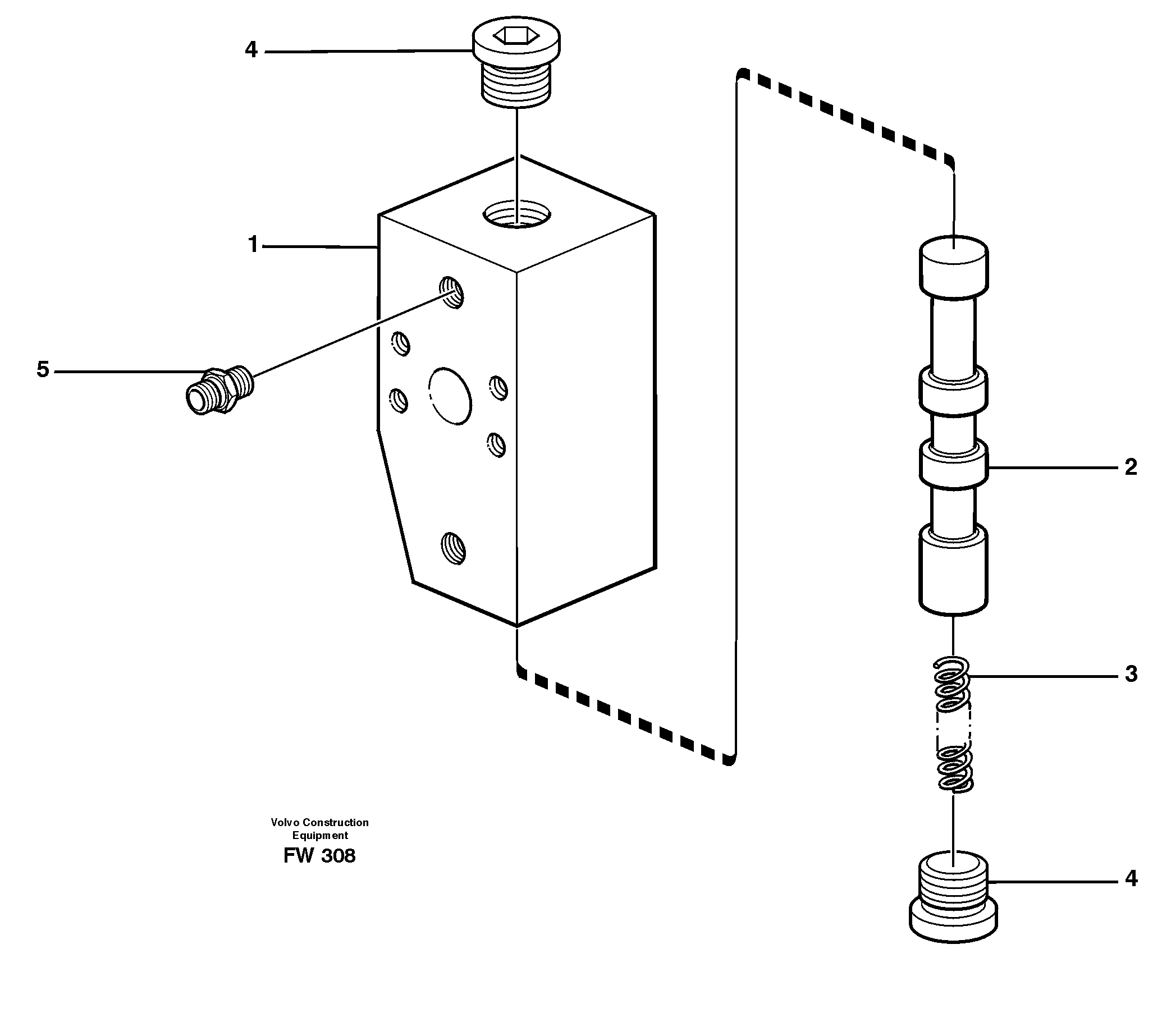 Shuttle valve, hammer  14302687 — volvo parts diagram