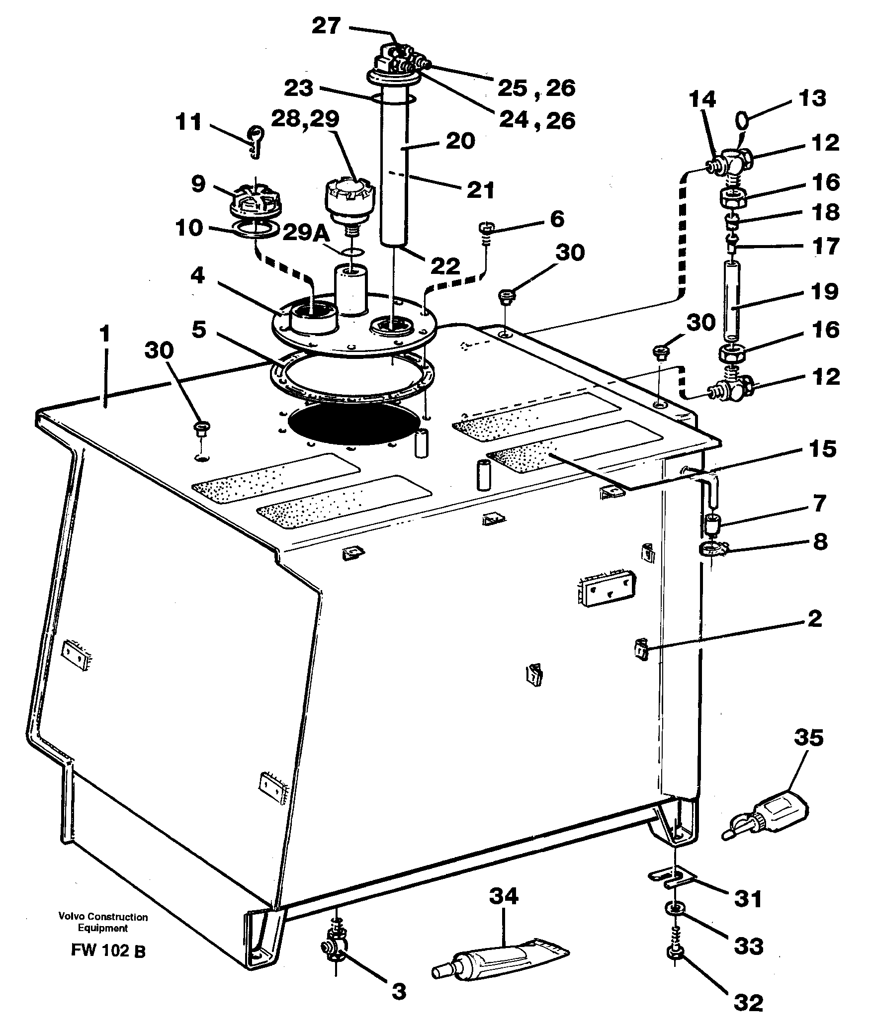 Fuel tank with fitting parts — volvo parts diagram