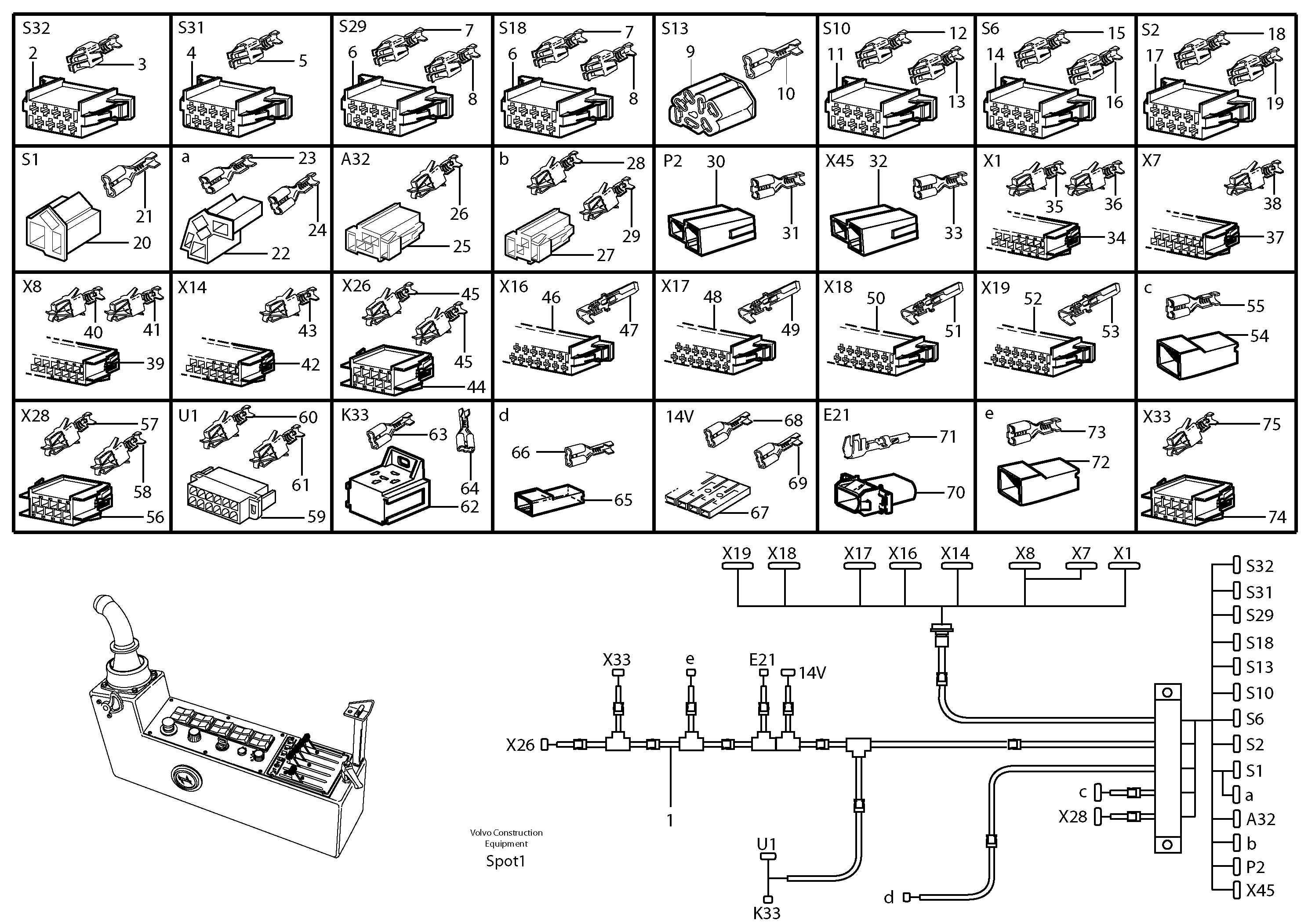 Cable harness, side panel, left — volvo parts diagram