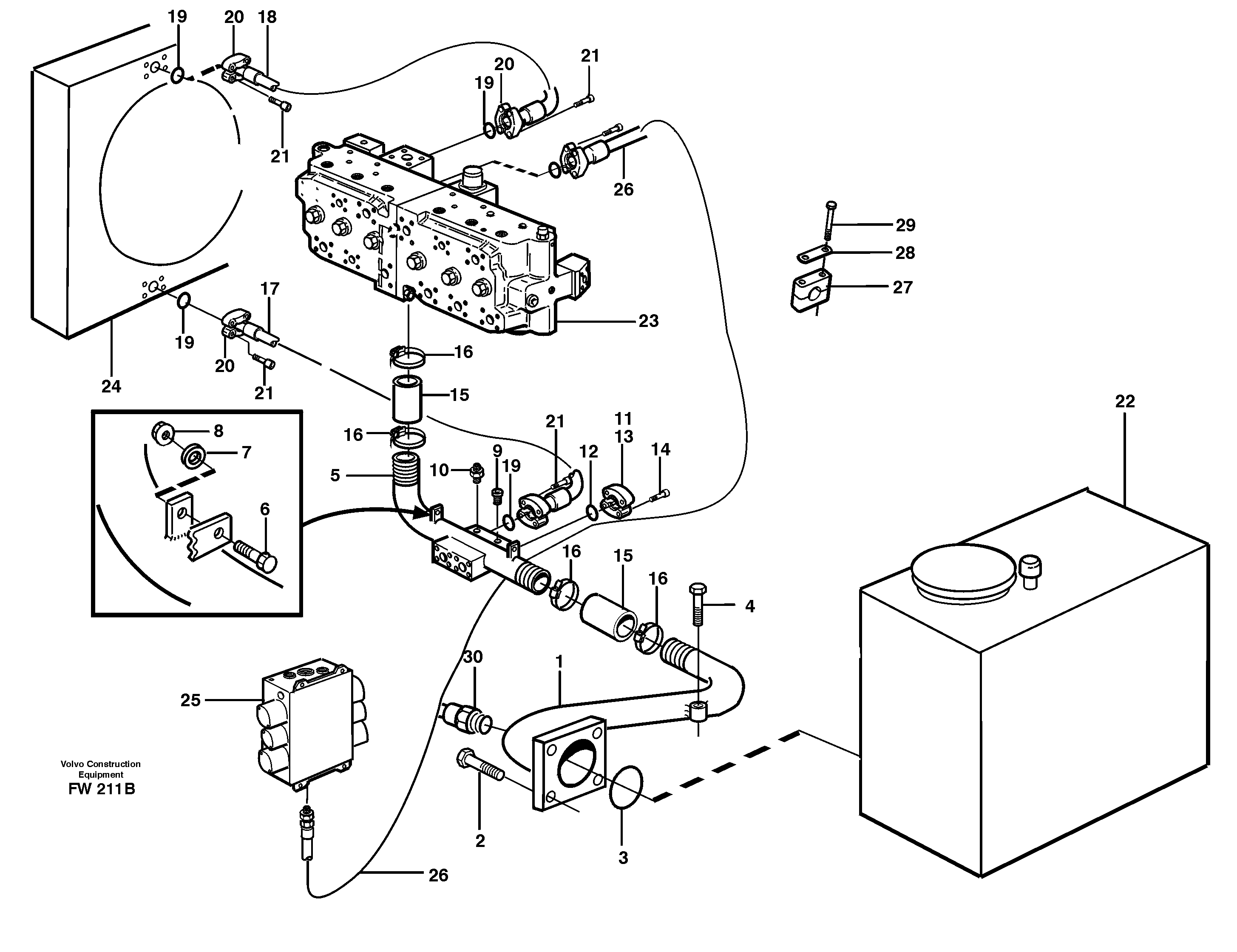 Hydraulic system, return lines — volvo parts diagram