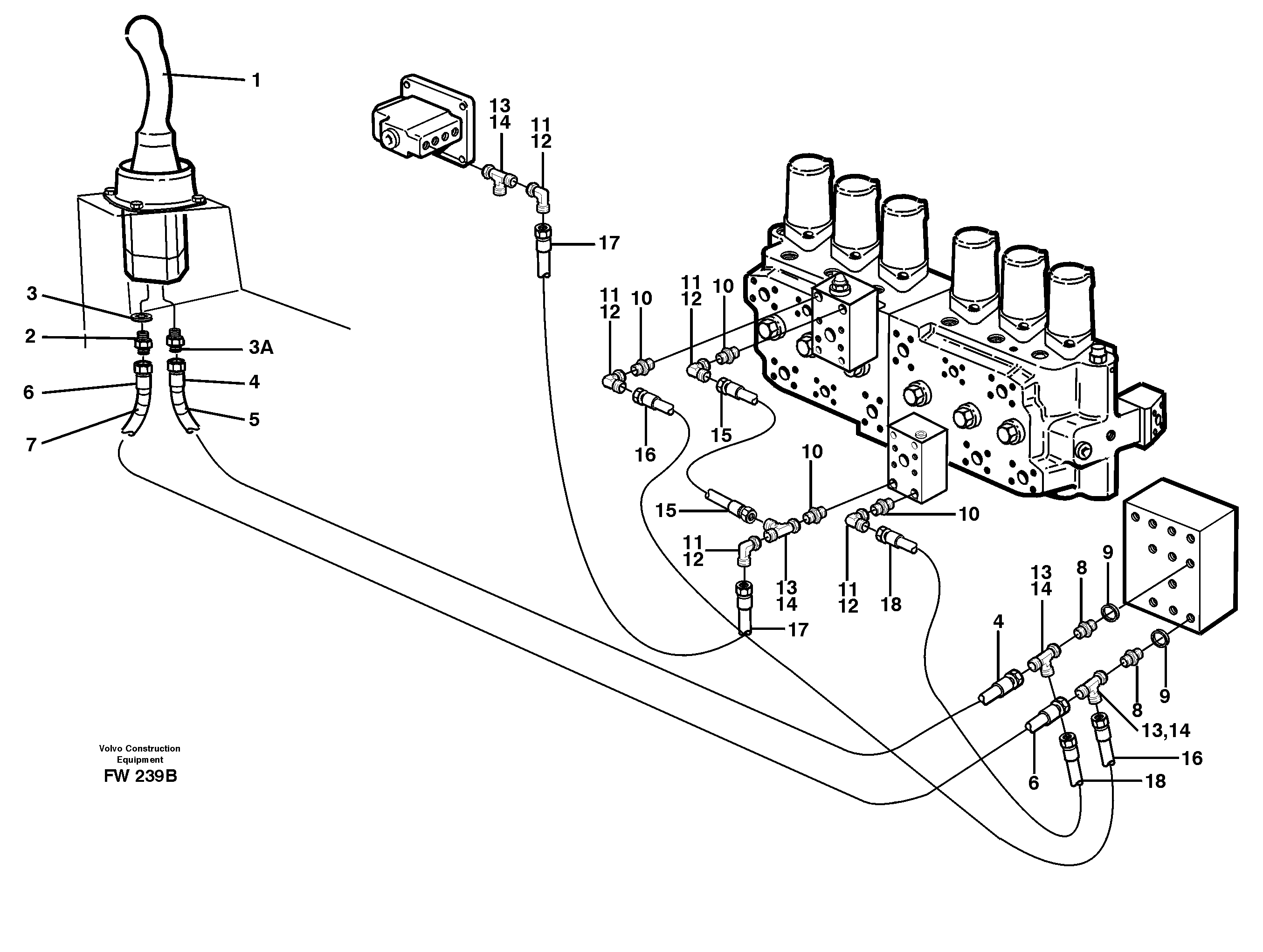 Servo hydraulics, dipper arm  14302258 — volvo parts diagram