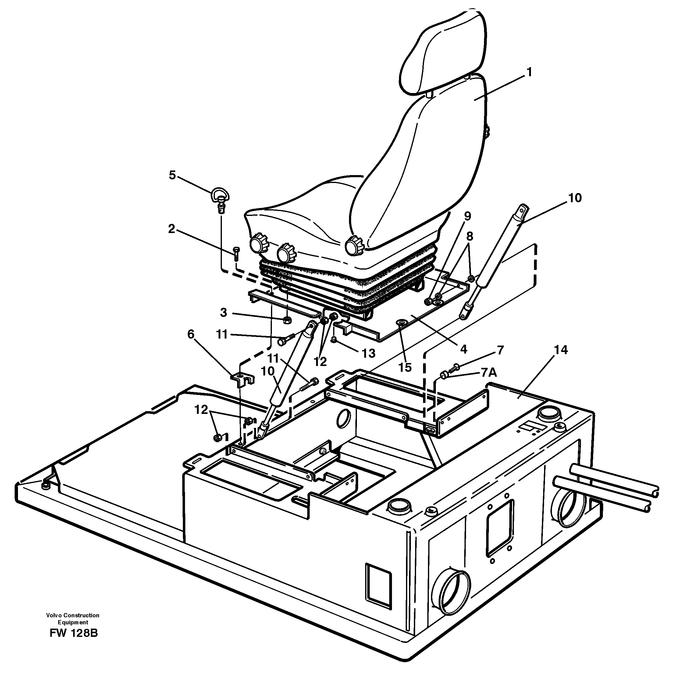 Operator seat with fitting parts — volvo parts diagram