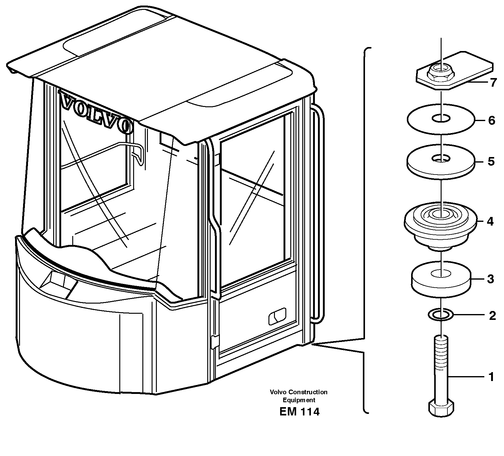 Cab mounting block SER NO - 6265 — volvo parts diagram