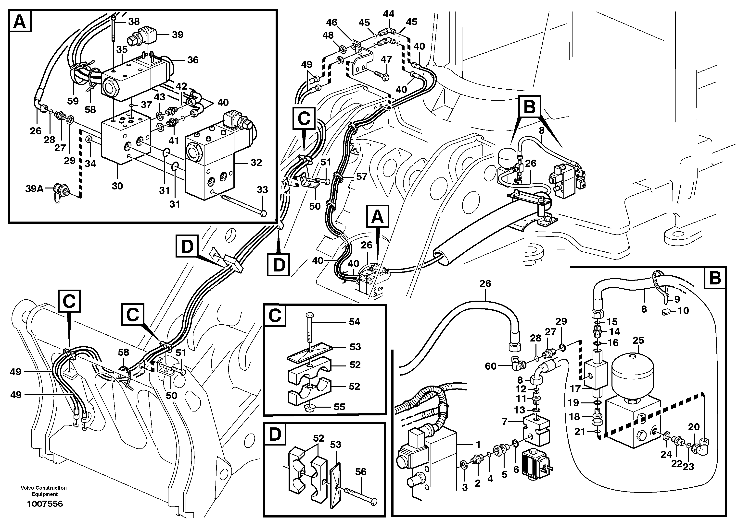 Hydraulic system, attachment bracket.  80844, 80845, 82148 — volvo parts diagram