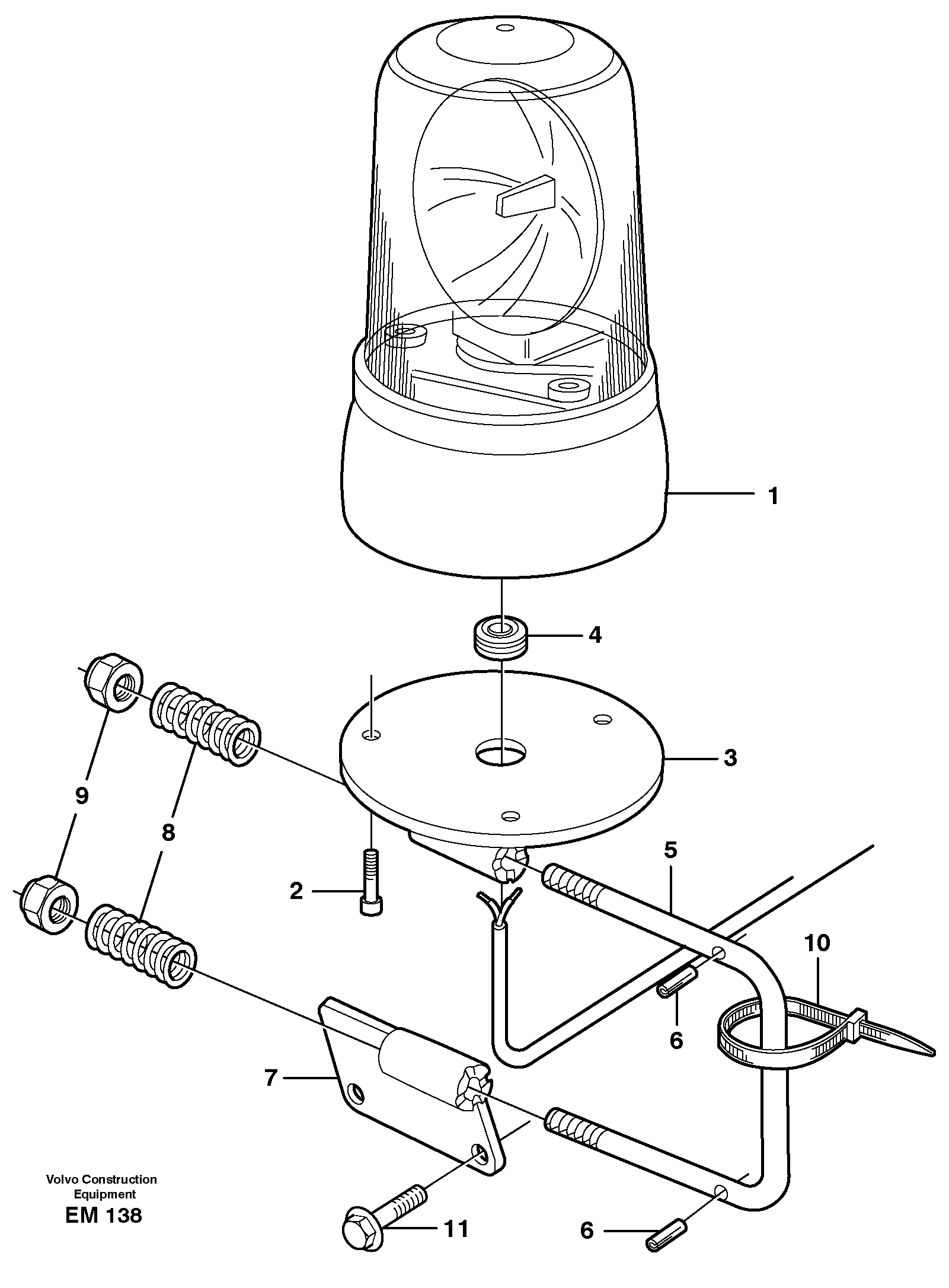 Revolving warning light.  93799 SER NO - 1827 — volvo parts diagram