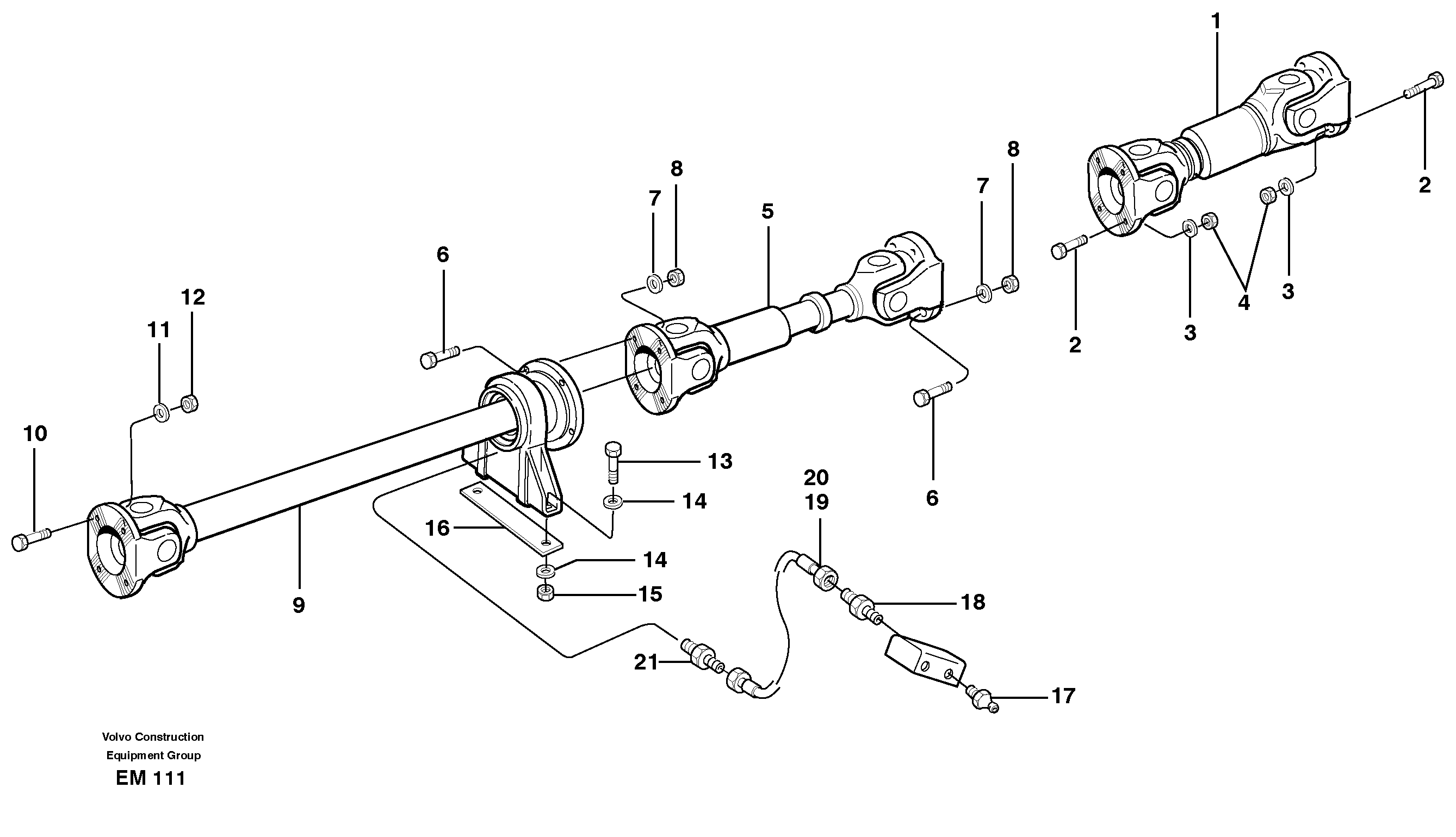Propeller shafts with fitting parts — volvo parts diagram
