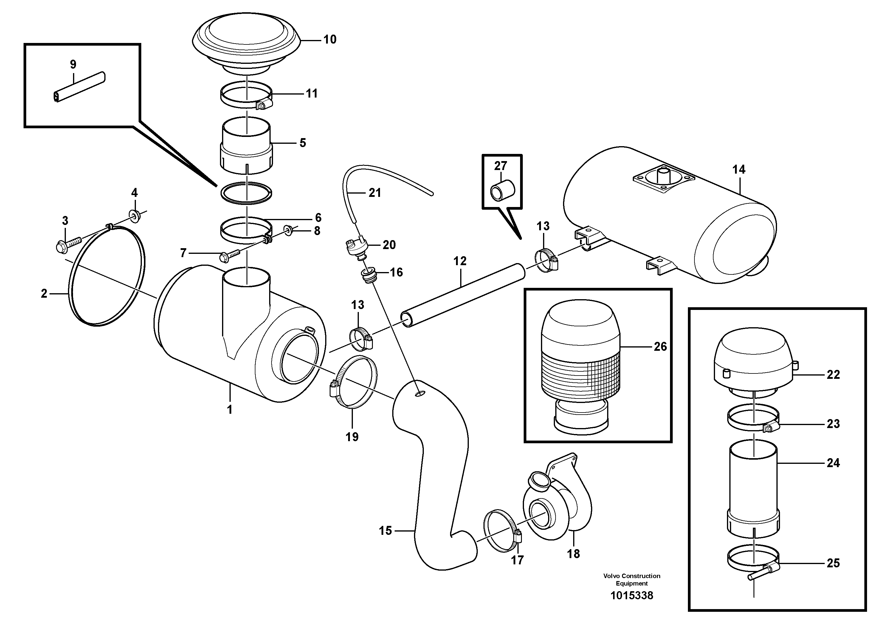 Air filter with fitting parts — volvo parts diagram
