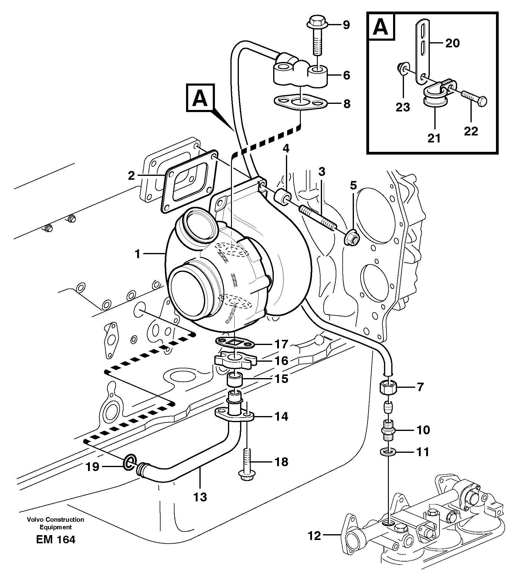 Turbocharger with fitting parts — volvo parts diagram