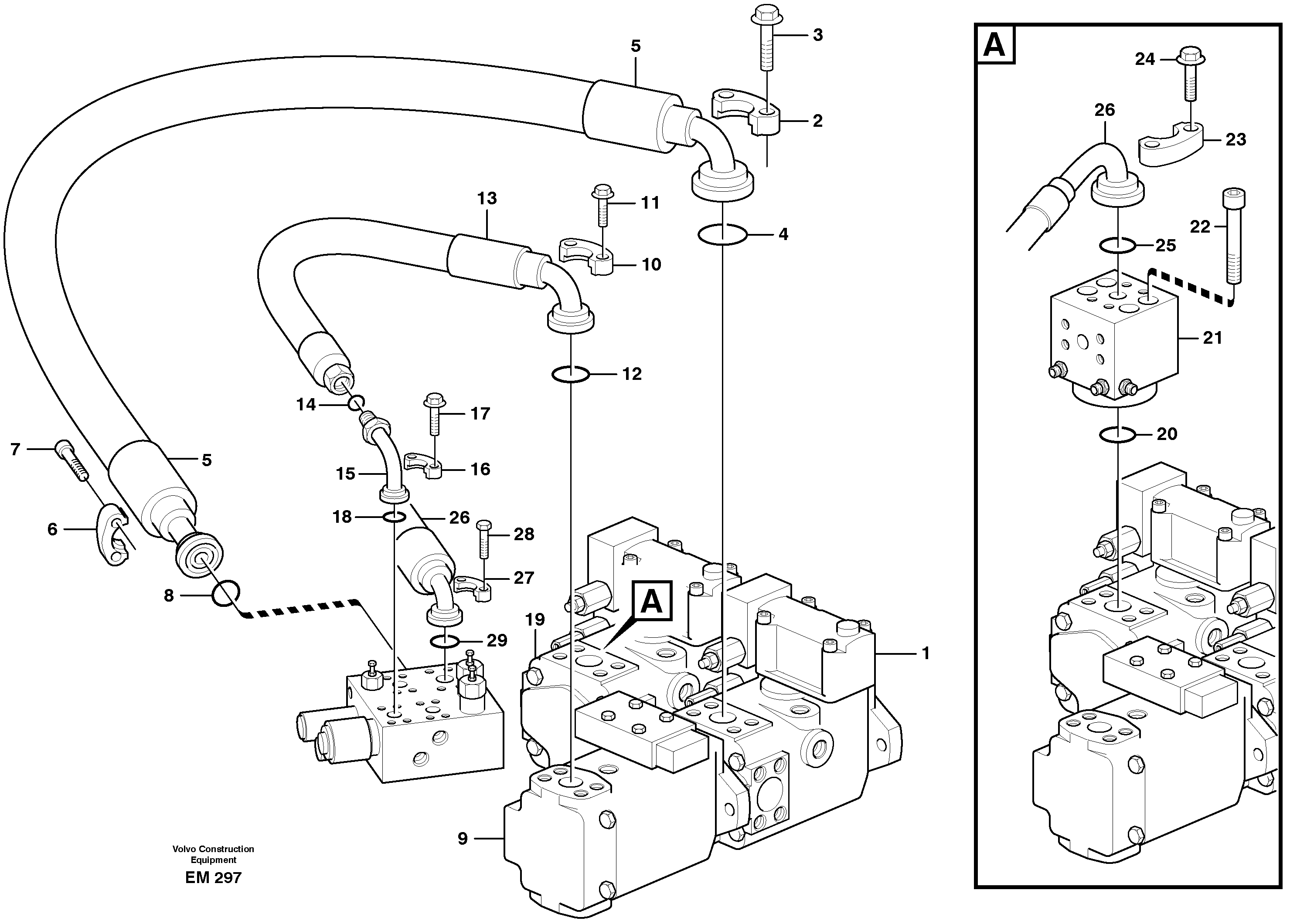 Feed line, pump - central block — volvo parts diagram