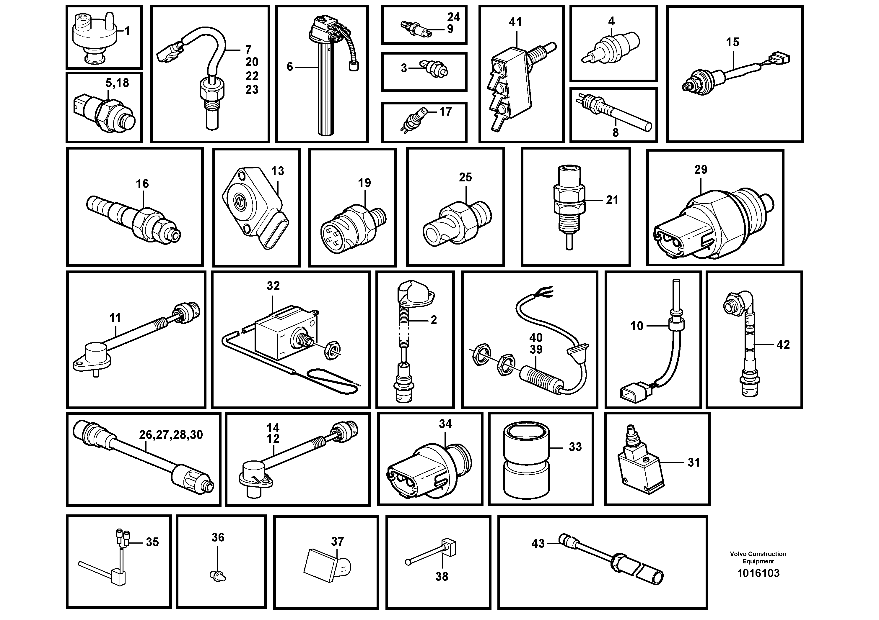 Sensors, reference list — volvo parts diagram