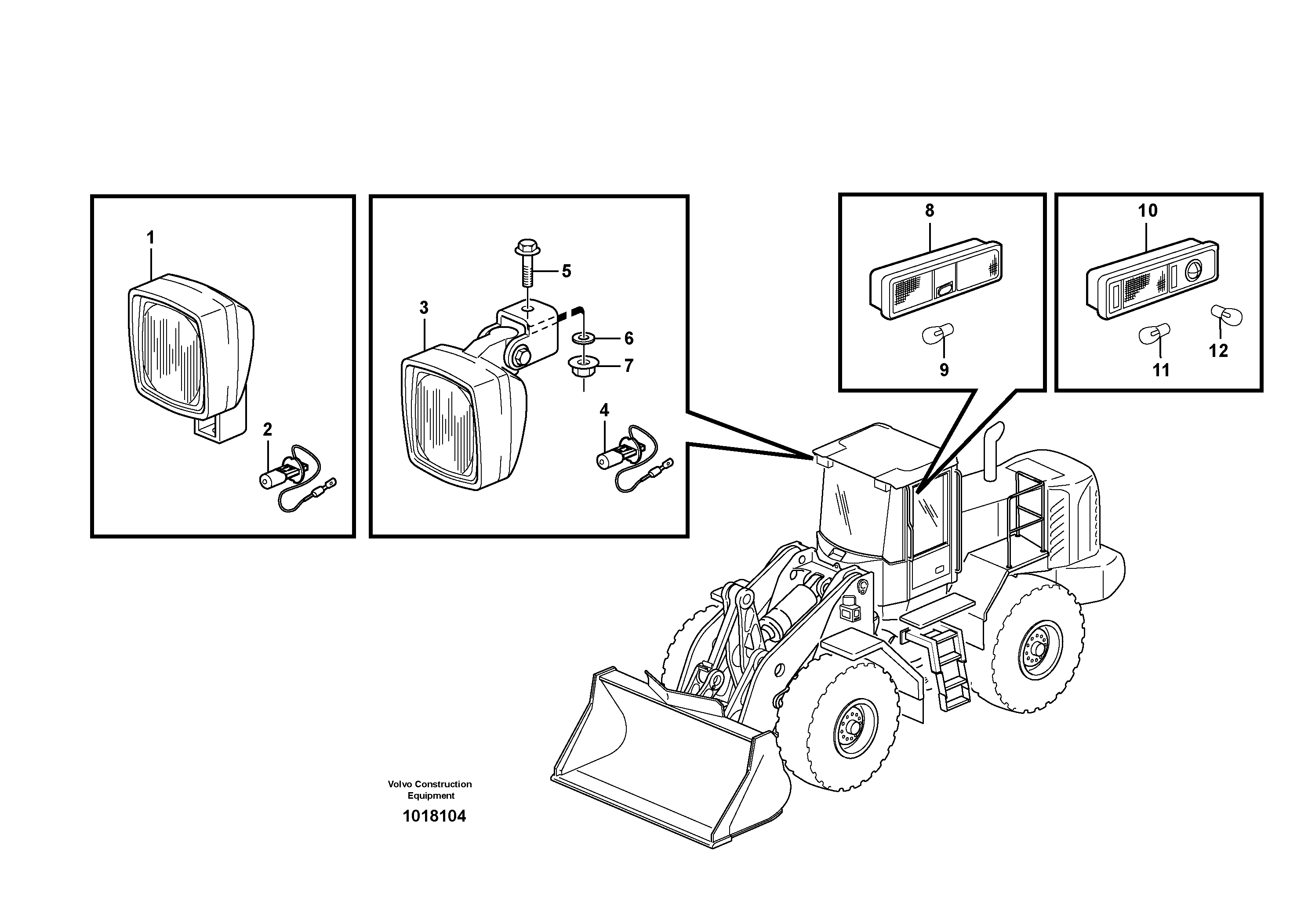 Work lights, front. — volvo parts diagram