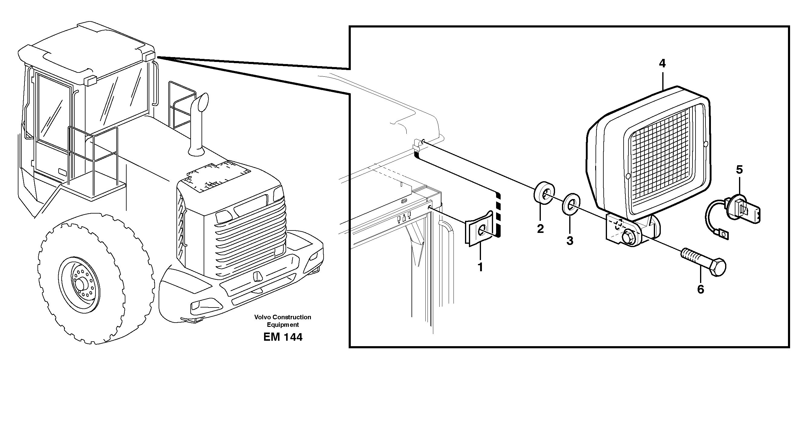 Work lights, rear. 80943 — volvo parts diagram