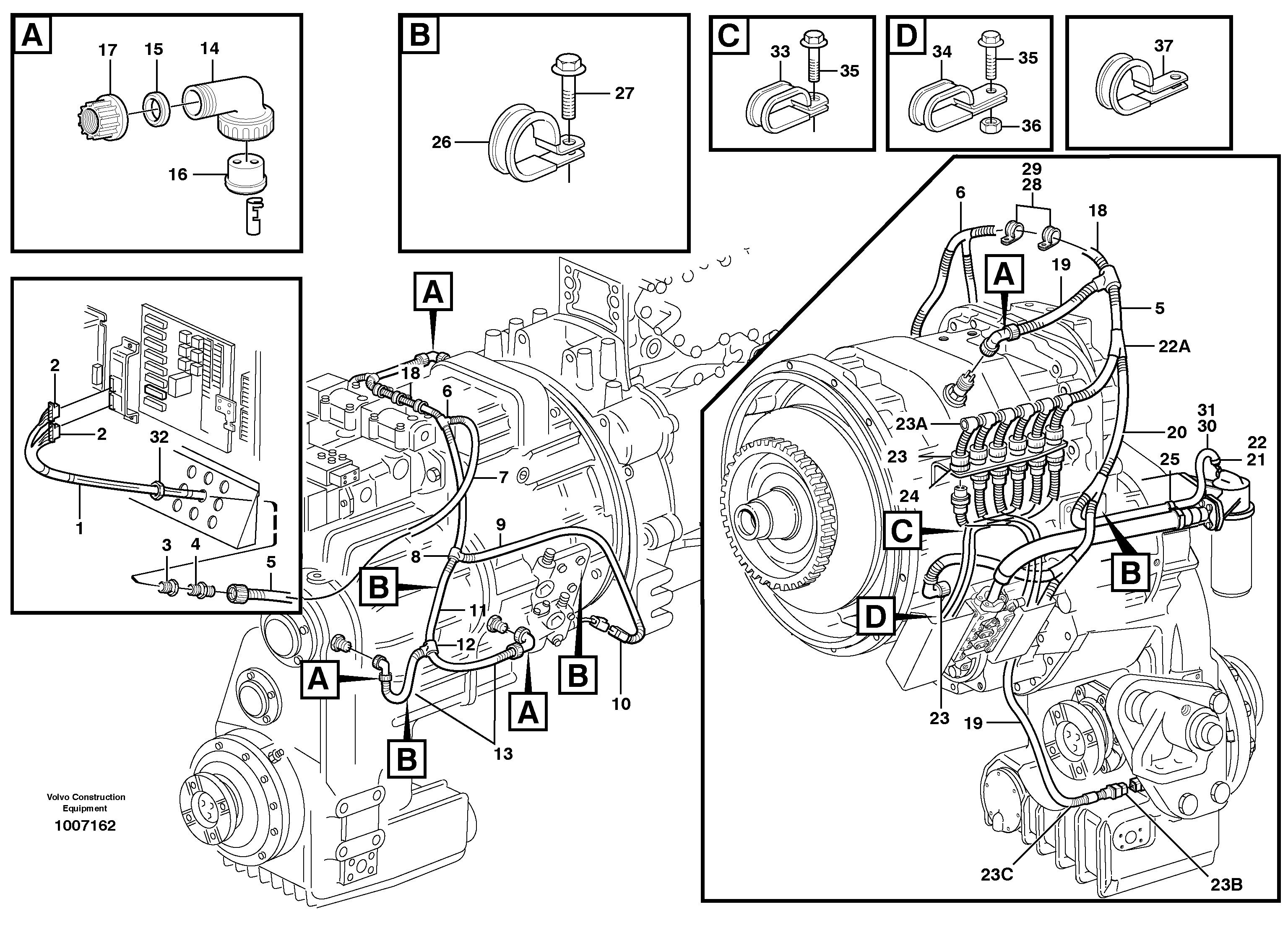 Cable harness for transmission with assembly parts. — volvo parts diagram
