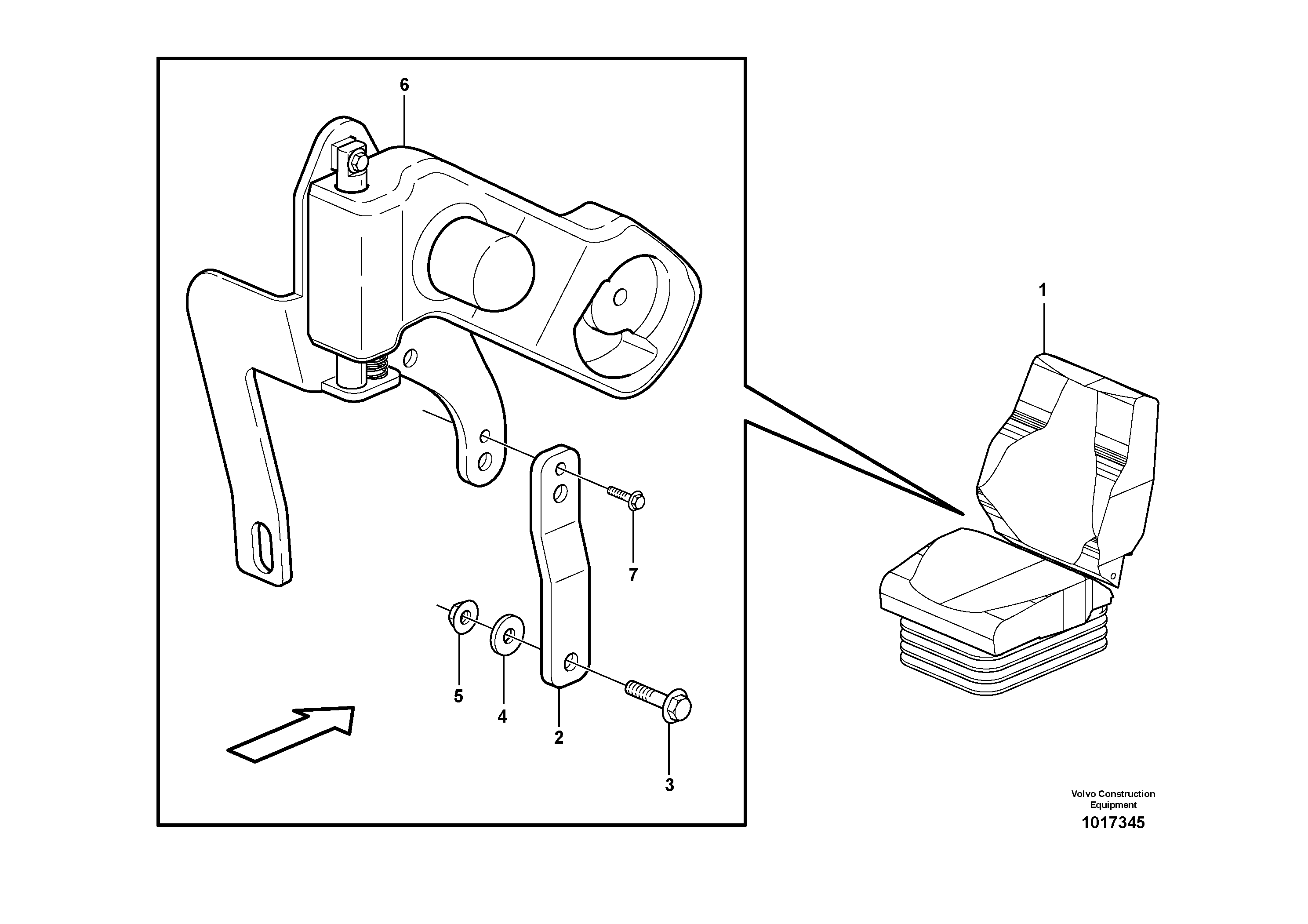 Operator seat with fitting parts  82767, 82768, 82769 — volvo parts diagram
