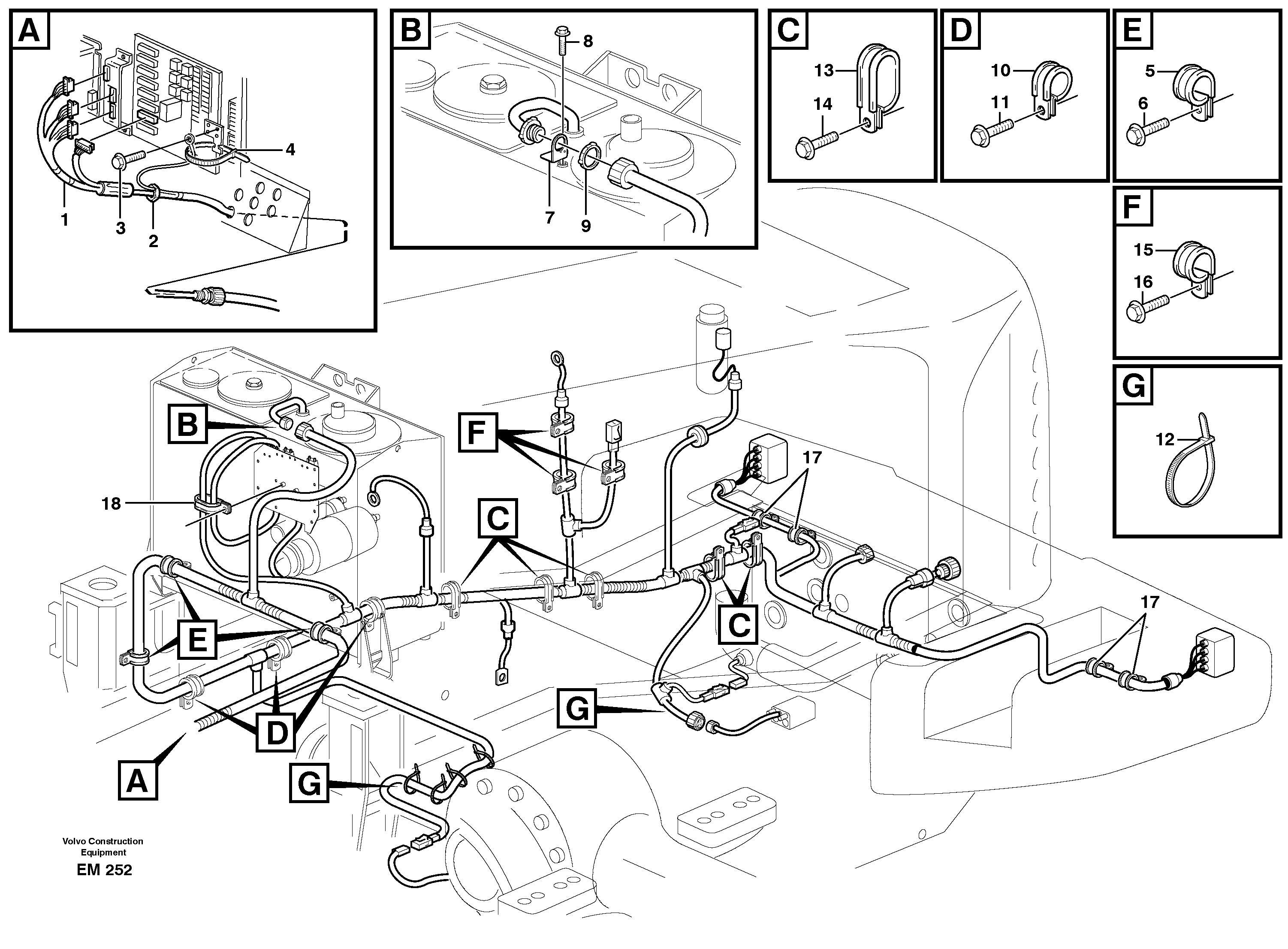 Rear cable harness with assembly parts — volvo parts diagram