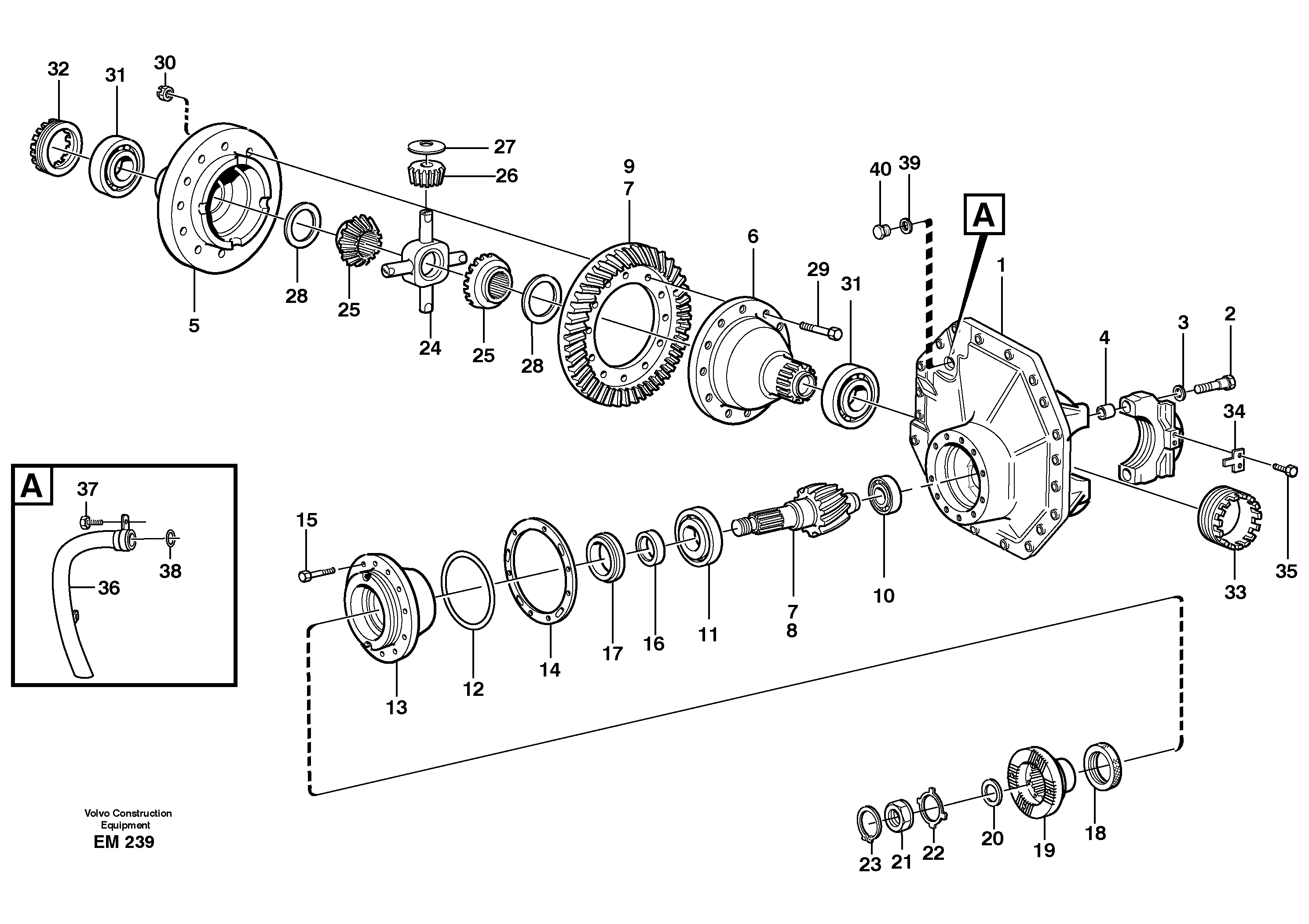 Final drive, front  23881 — volvo parts diagram