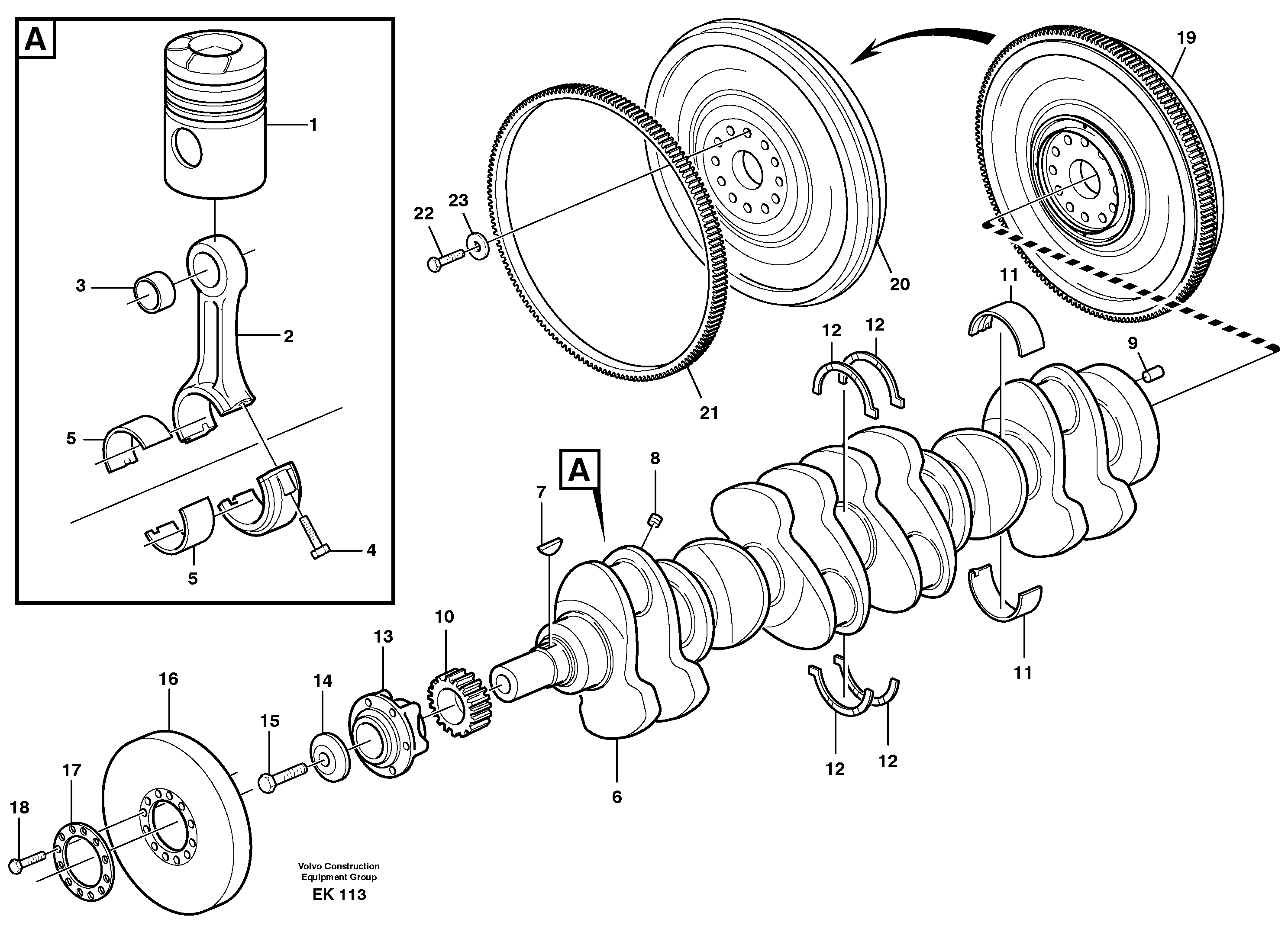 Crankshaft and related parts — volvo parts diagram