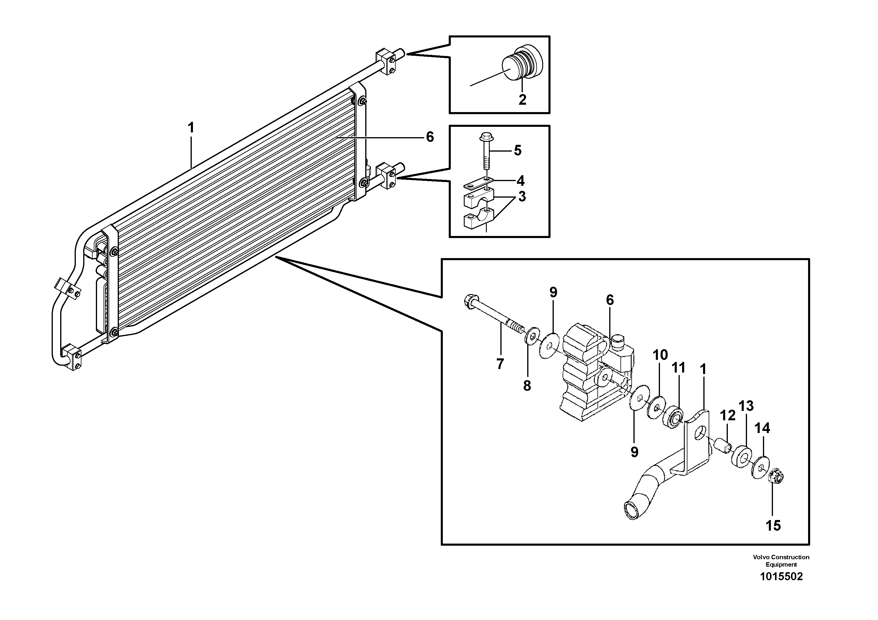 Condenser for cooling agent R134a with fitting parts.  80848 SER NO 6201 - , 82778 SER NO 6201 - — volvo parts diagram
