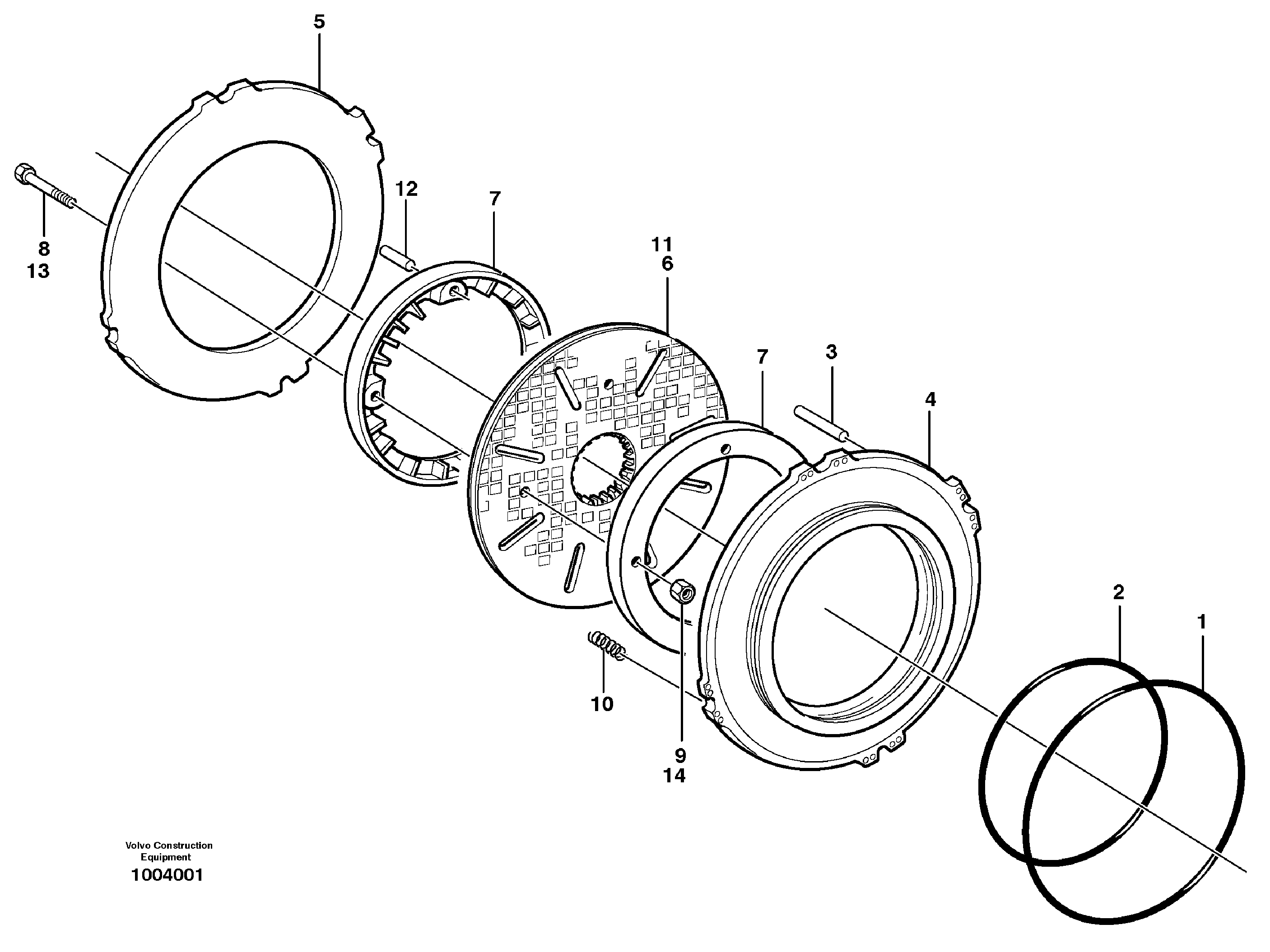 Multi-disc brake, rear — volvo parts diagram