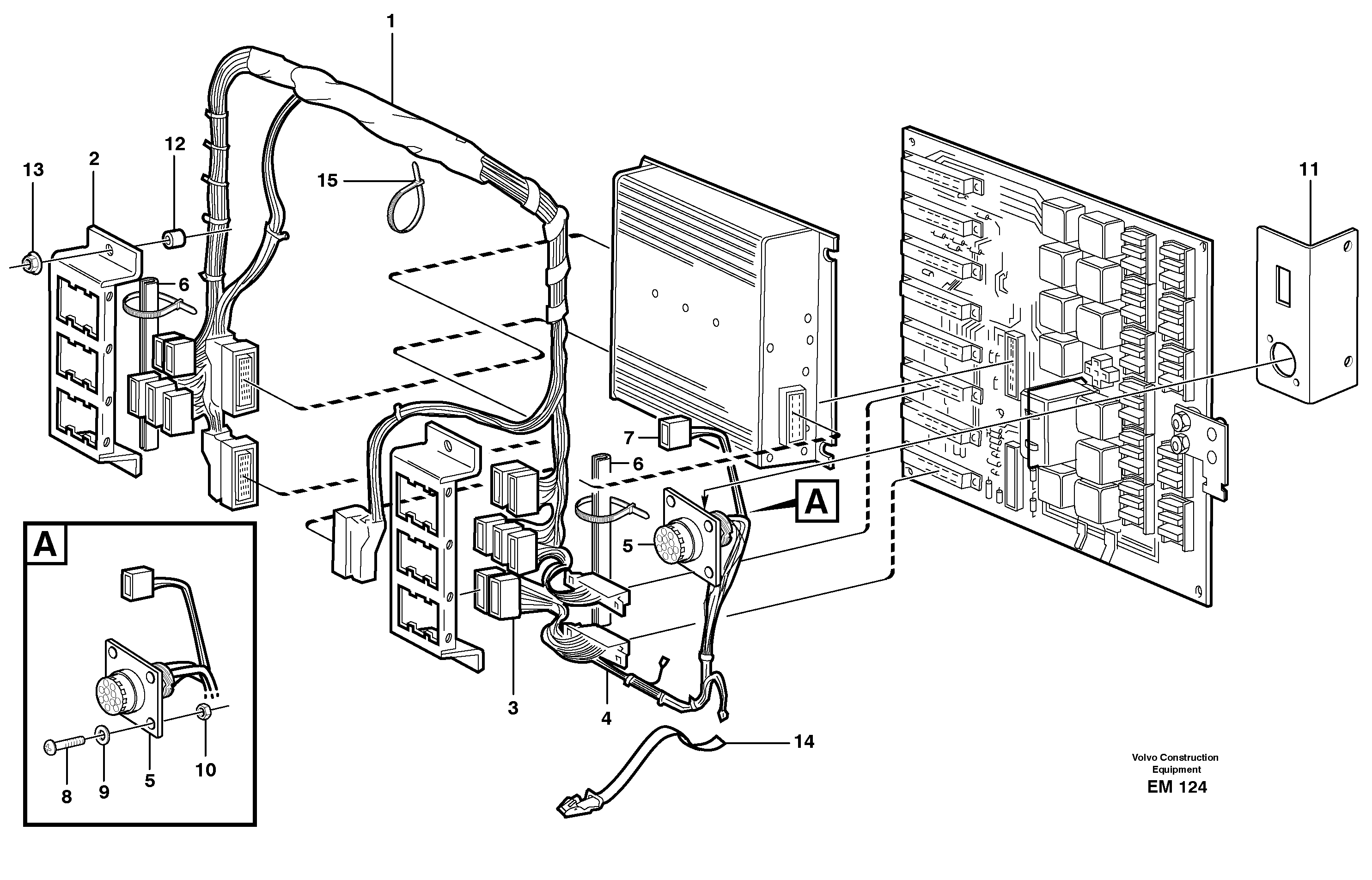 Electrical distribution unit and cable harness  33828 CAB - 1386, 33827 CAB - 1552 — volvo parts diagram