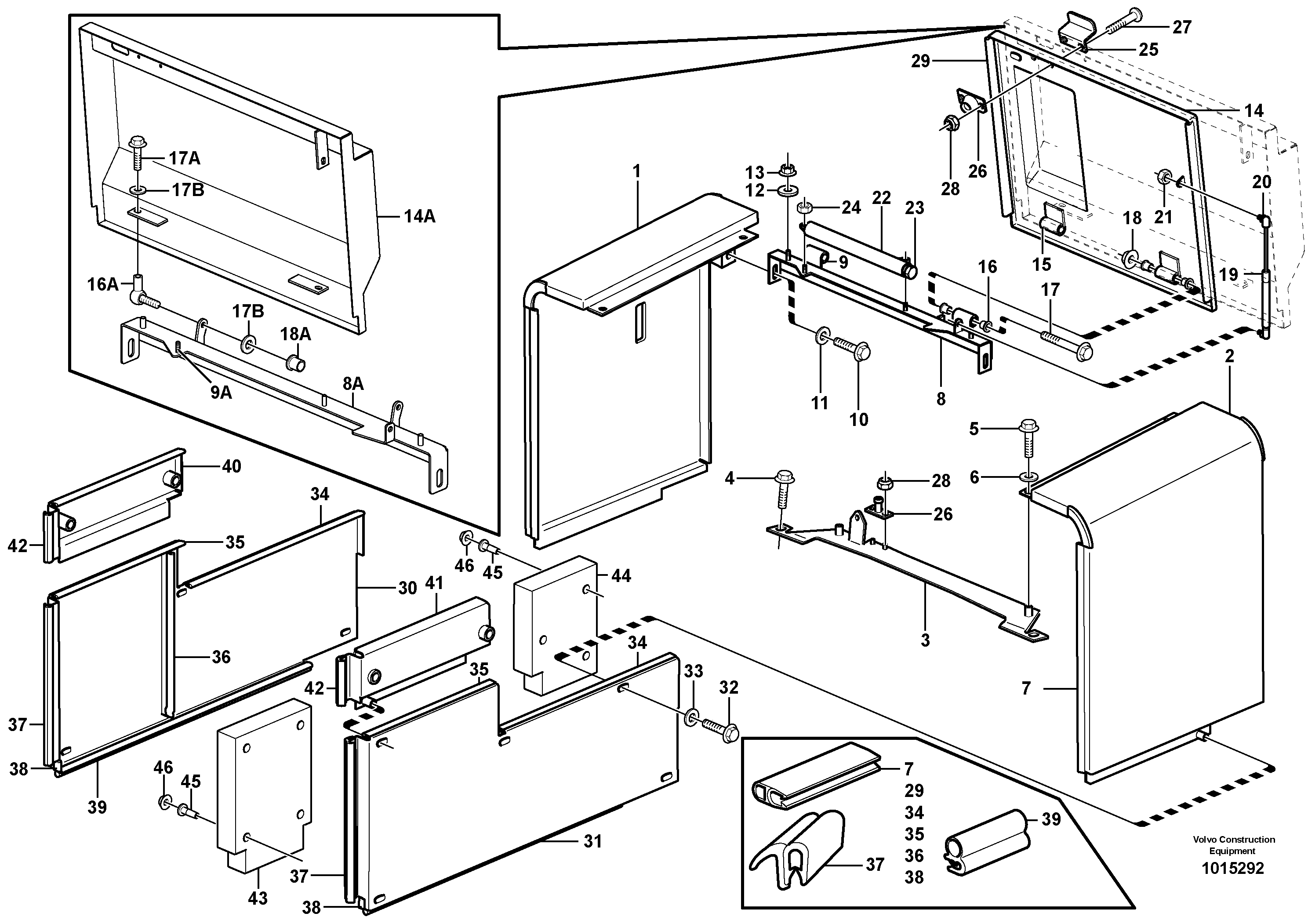 Hatches, hydraulic fluid tank  SER NO - 6301 — volvo parts diagram