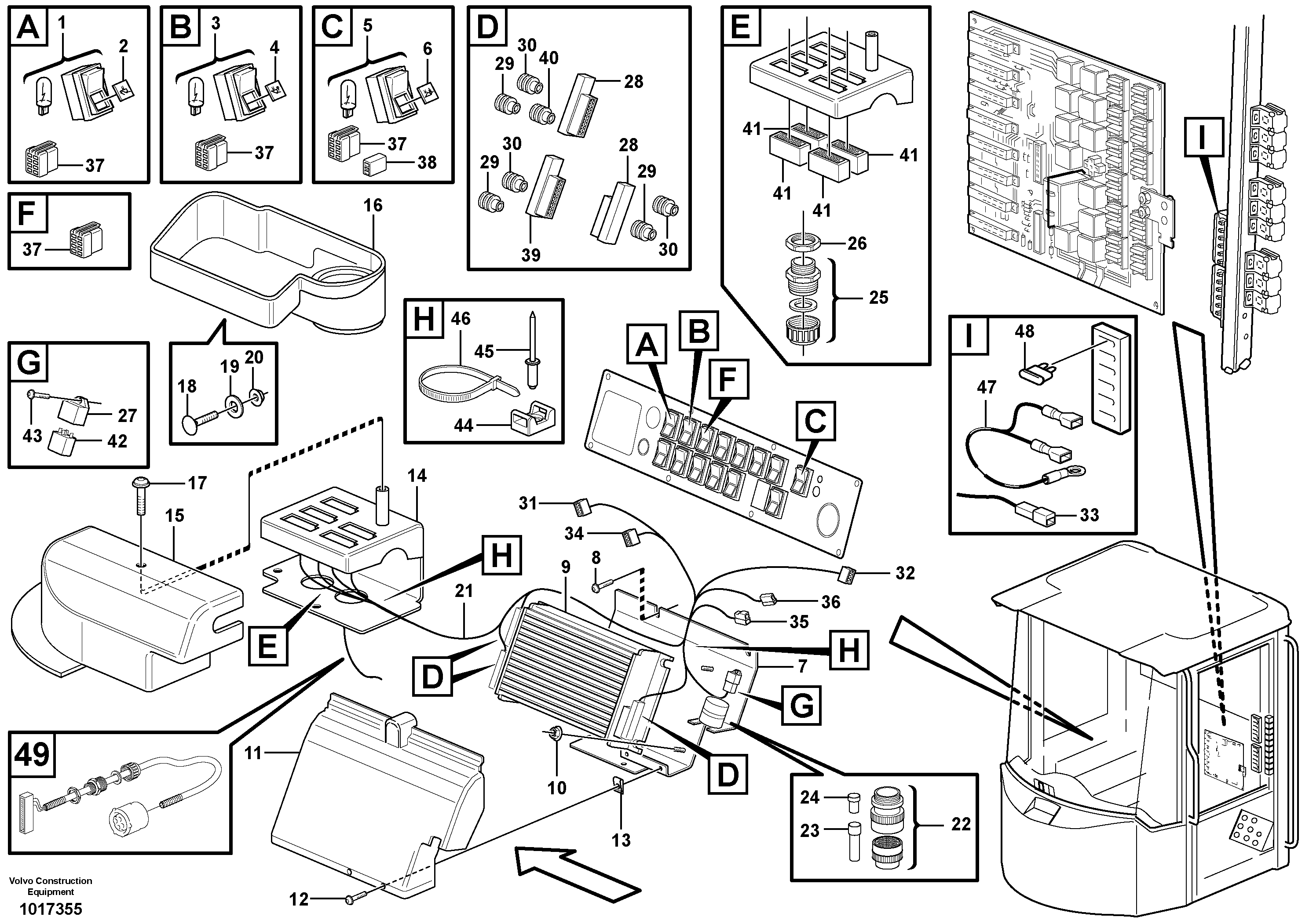 Cable harnesses, cab  82767, 82768, 82769 — volvo parts diagram