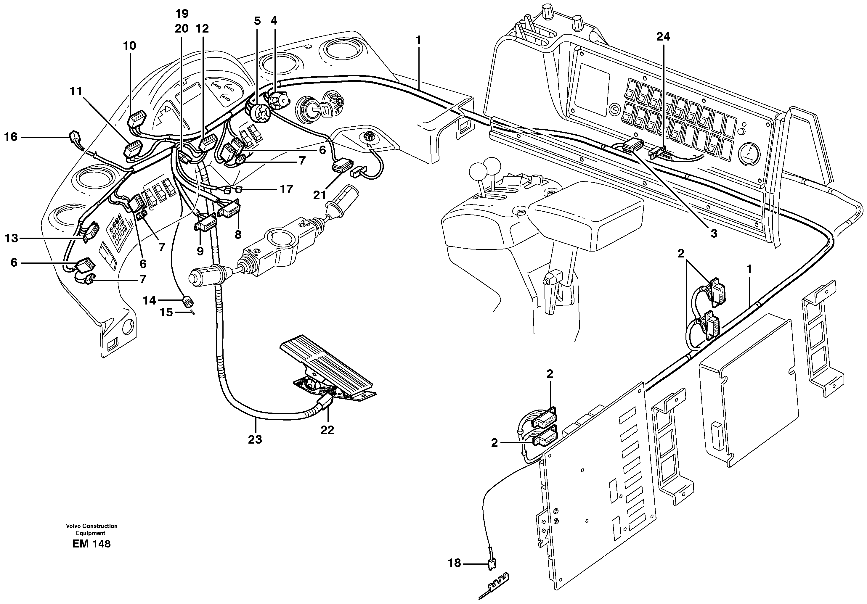 Cable harnesses, instrument panel — volvo parts diagram